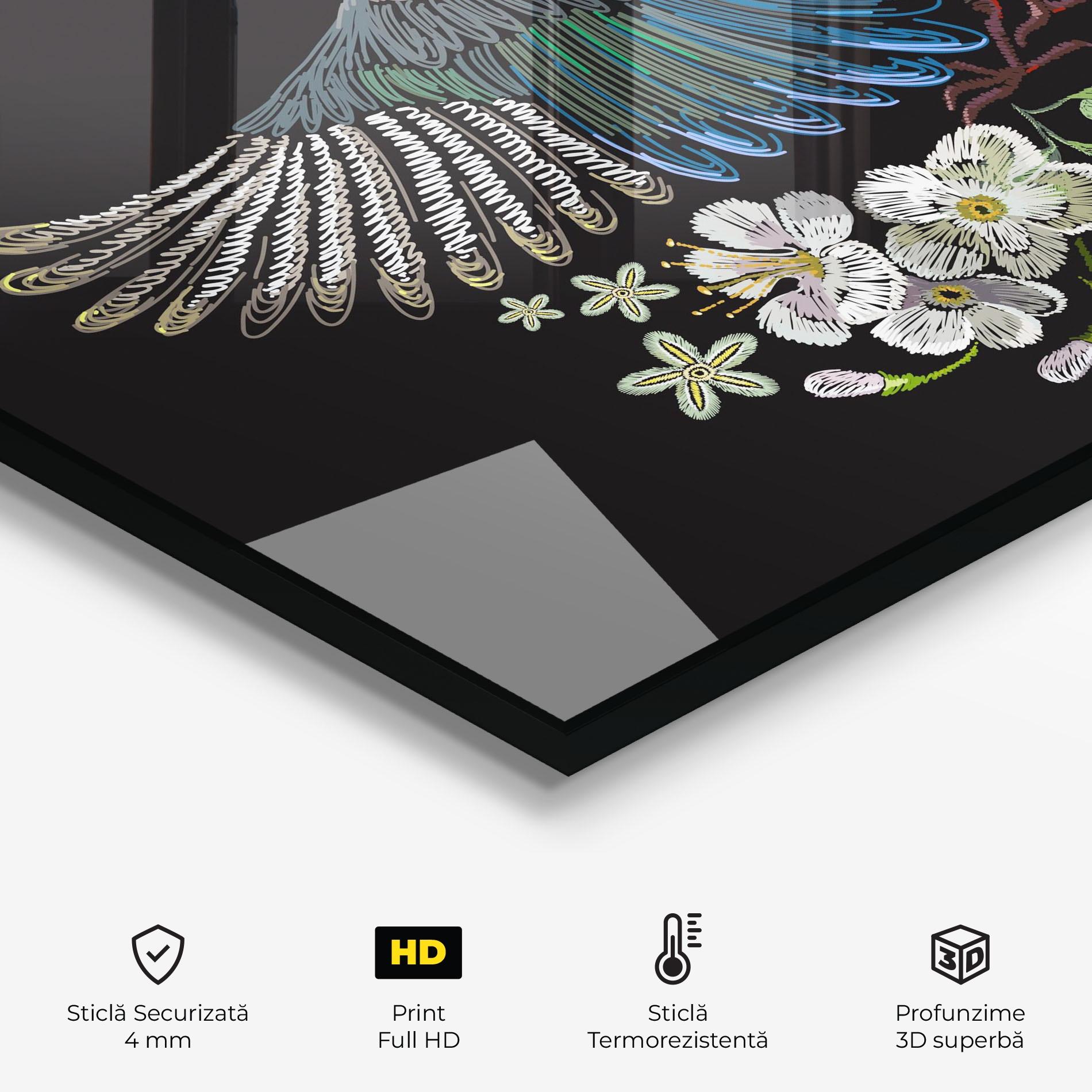 Panou Sticla Bucatarie Embroidery Bird mockup 2