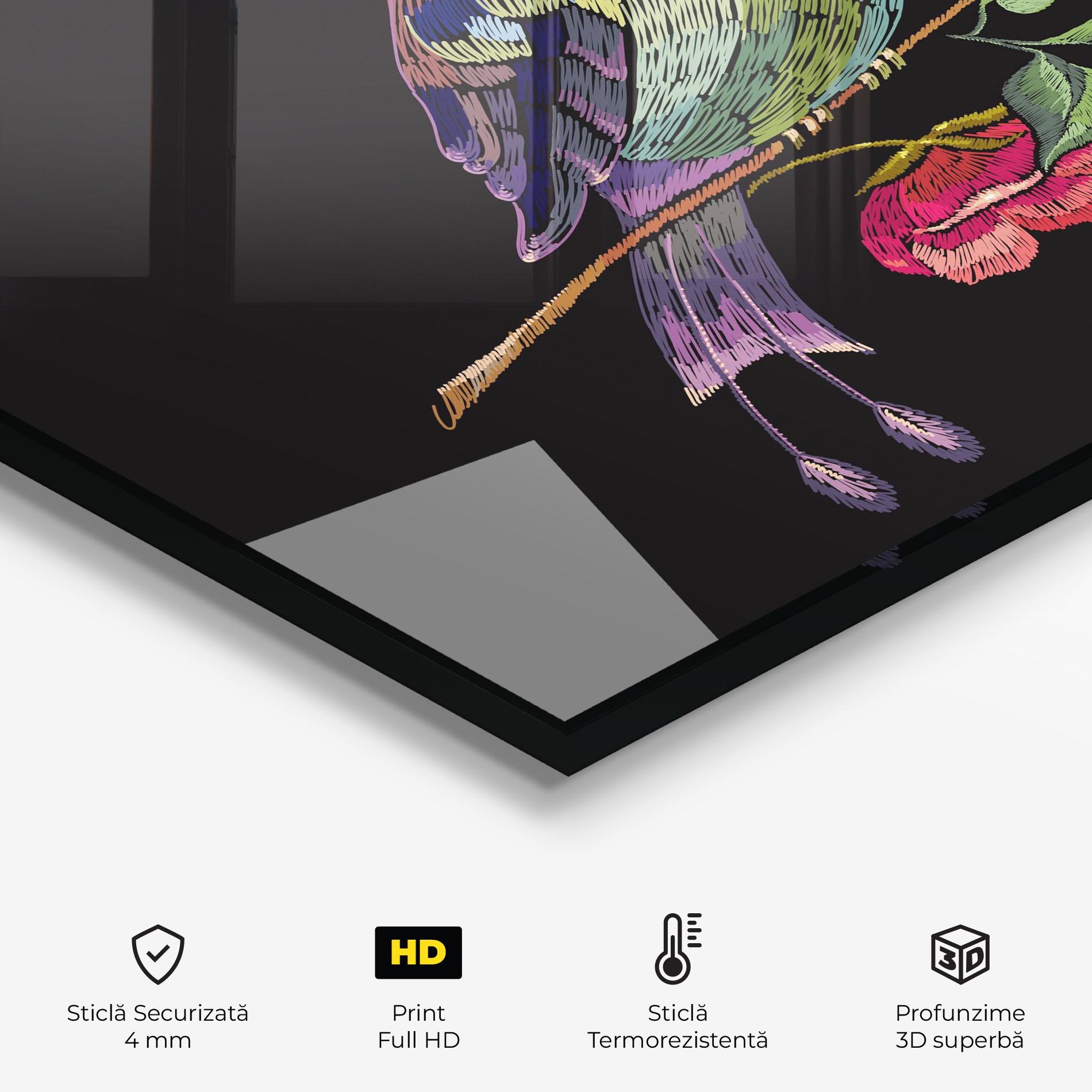 Panou Sticla Bucatarie Embroidery Pretty Bird mockup 2