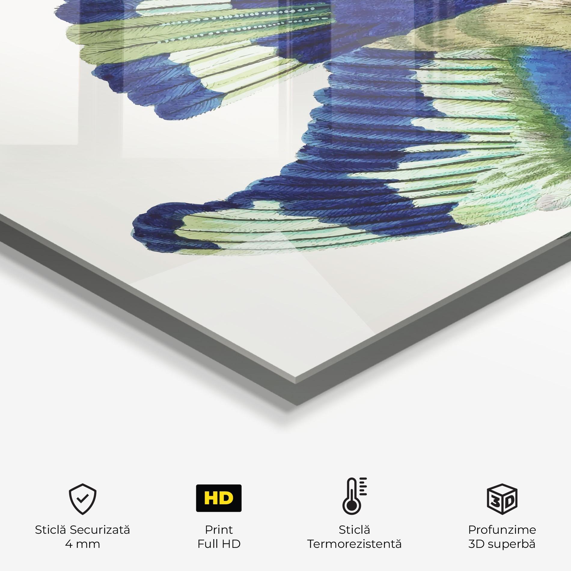 Panou Sticla Bucatarie Green Blue Bird mockup 2