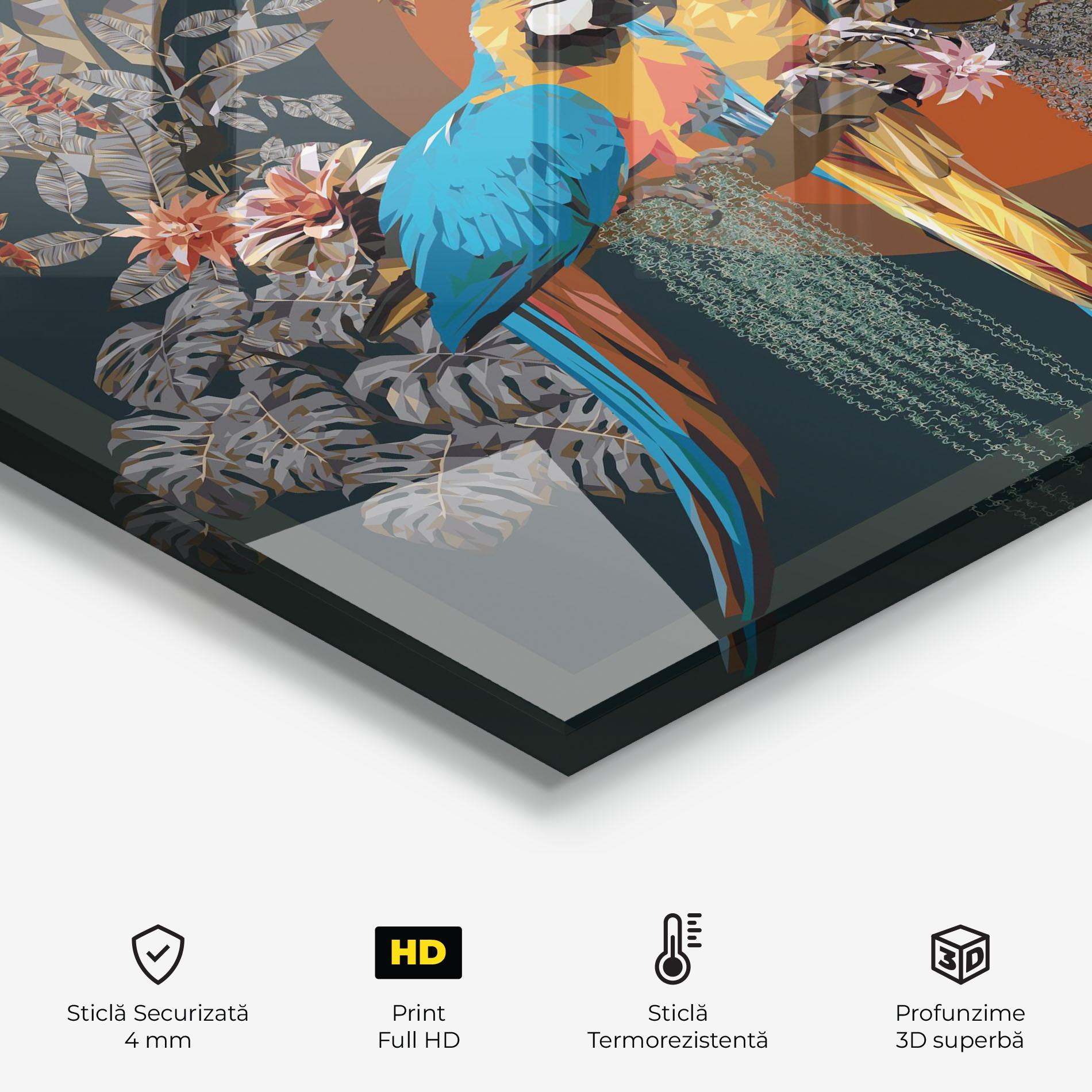 Panou Sticla Bucatarie Parrot Couples mockup 2