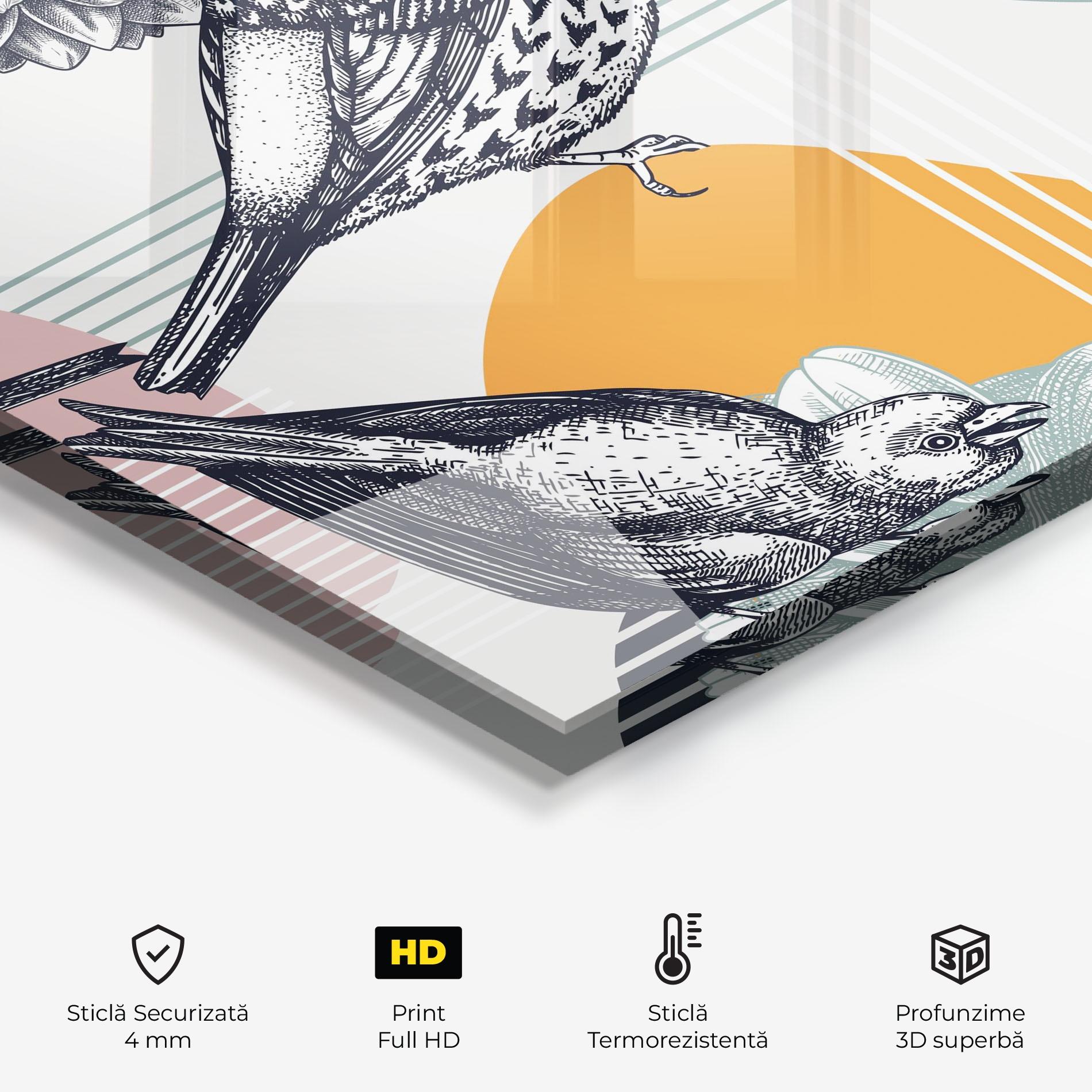 Panou Sticla Bucatarie Pretty Birds Collge mockup 2