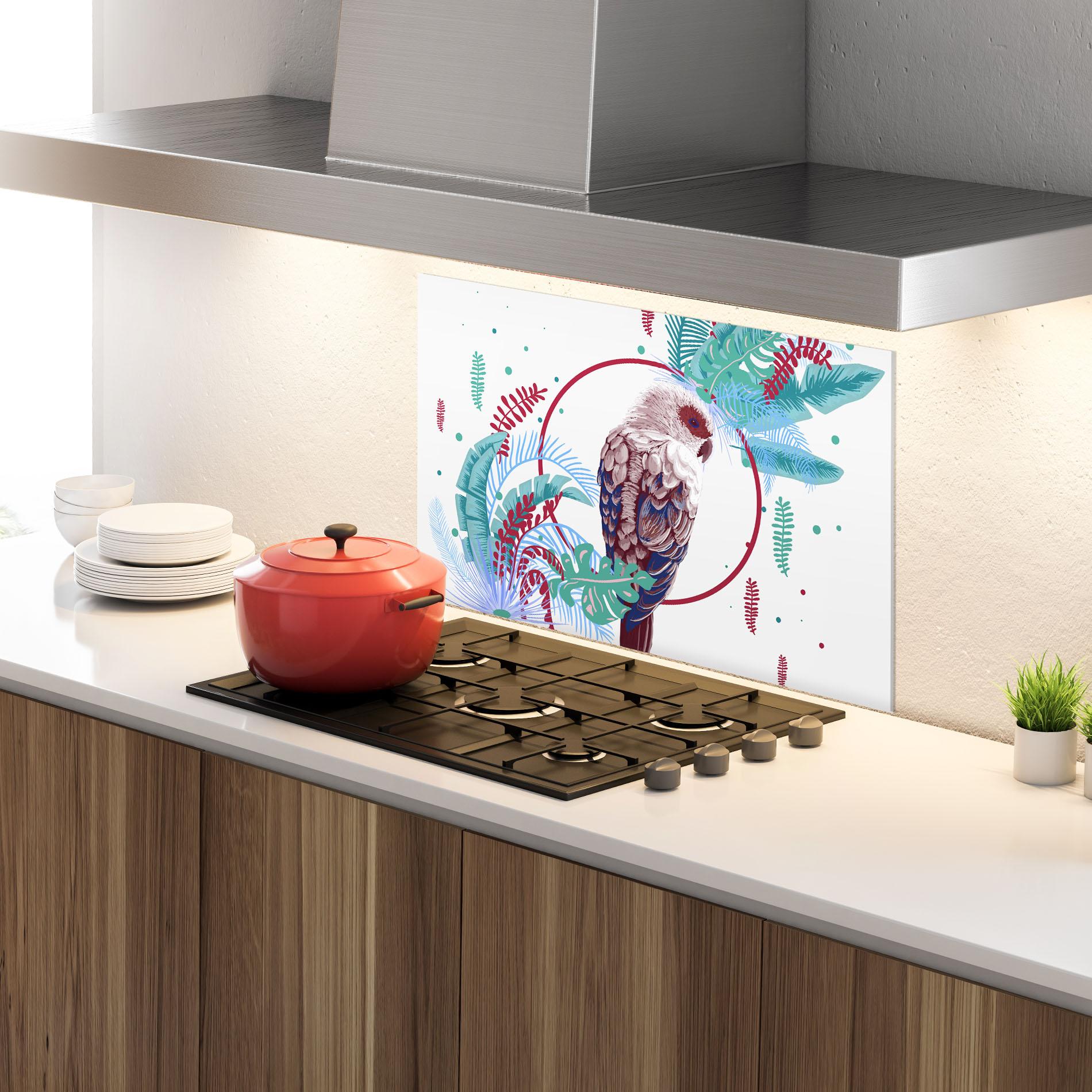 Panou Sticla Bucatarie Bright Bird mockup 4