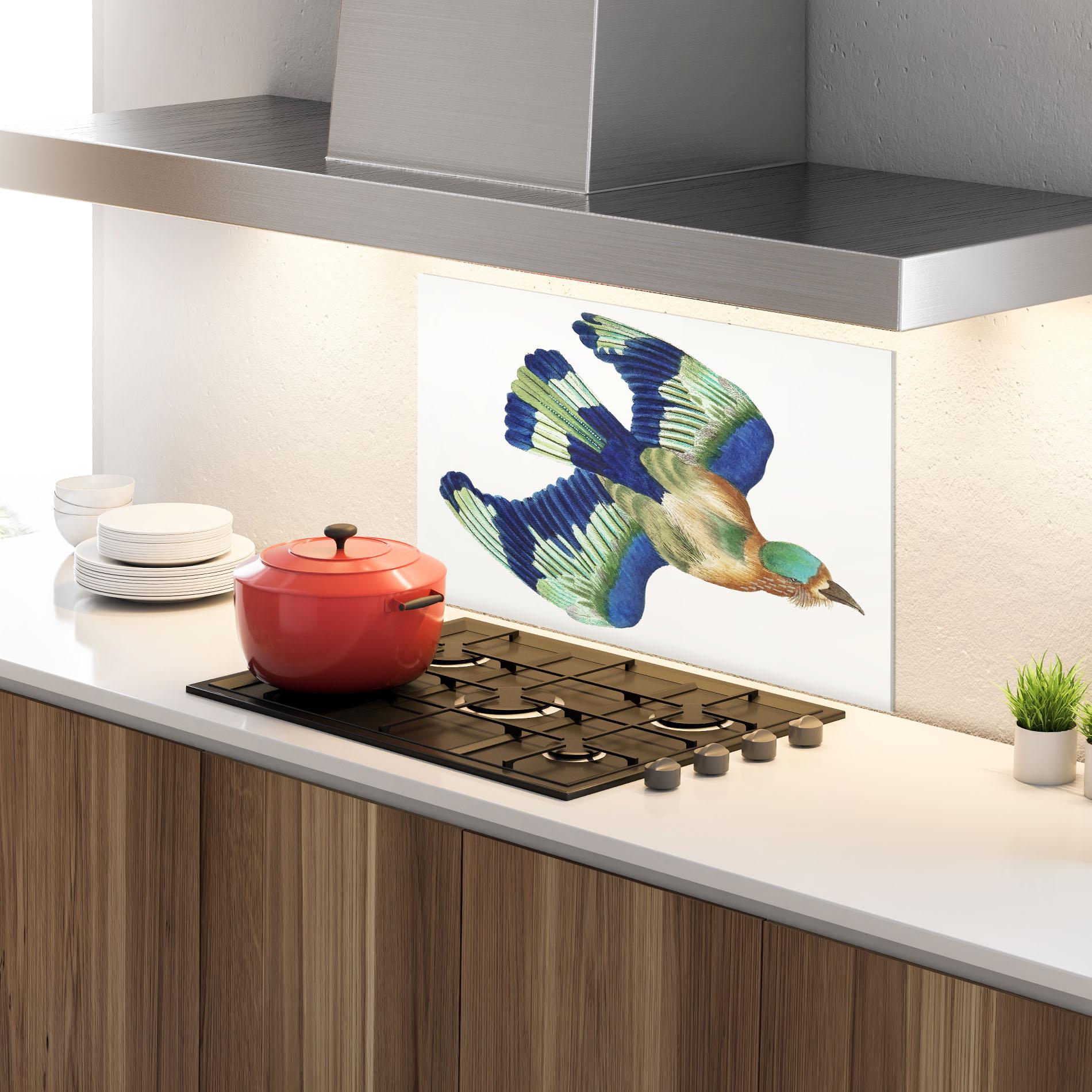 Panou Sticla Bucatarie Green Blue Bird mockup 4