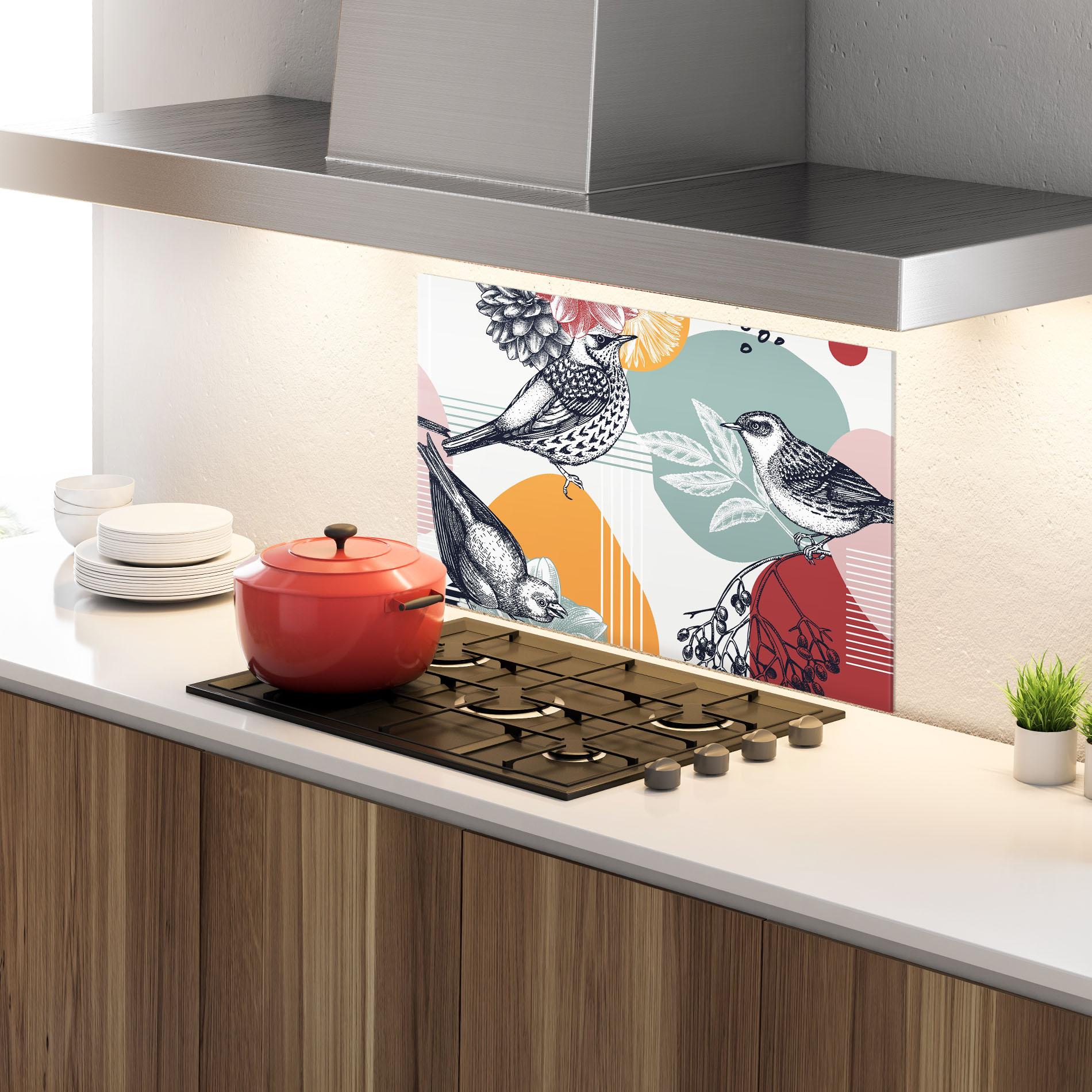 Panou Sticla Bucatarie Pretty Birds Collge mockup 4