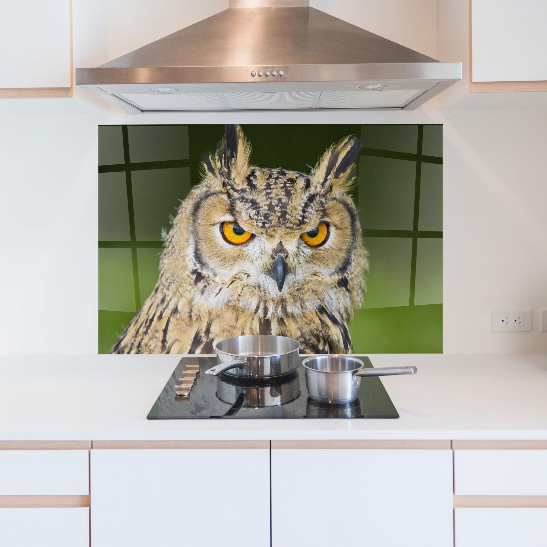 Panou Sticla Bucatarie Angry Owl mockup 5