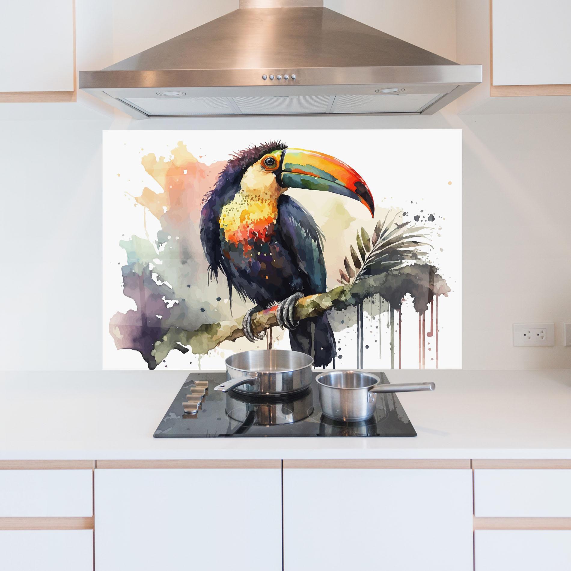 Panou Sticla Bucatarie Beautiful Toucan Art mockup 5