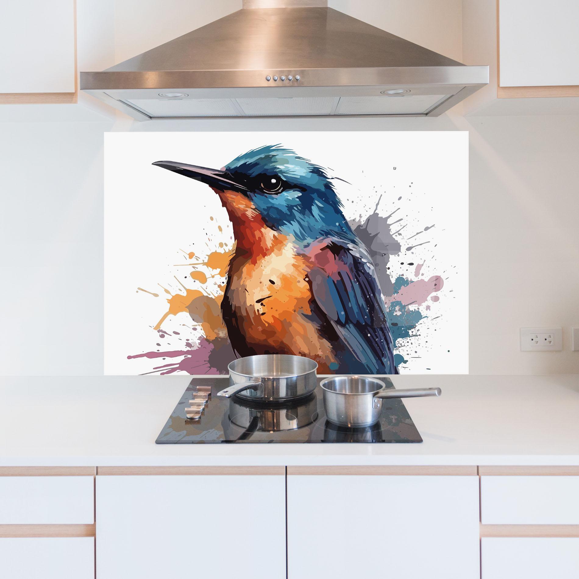 Panou Sticla Bucatarie Brush Style Bird mockup 5