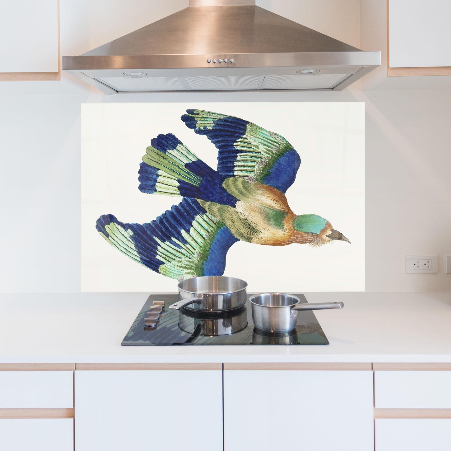 Panou Sticla Bucatarie Green Blue Bird mockup 5