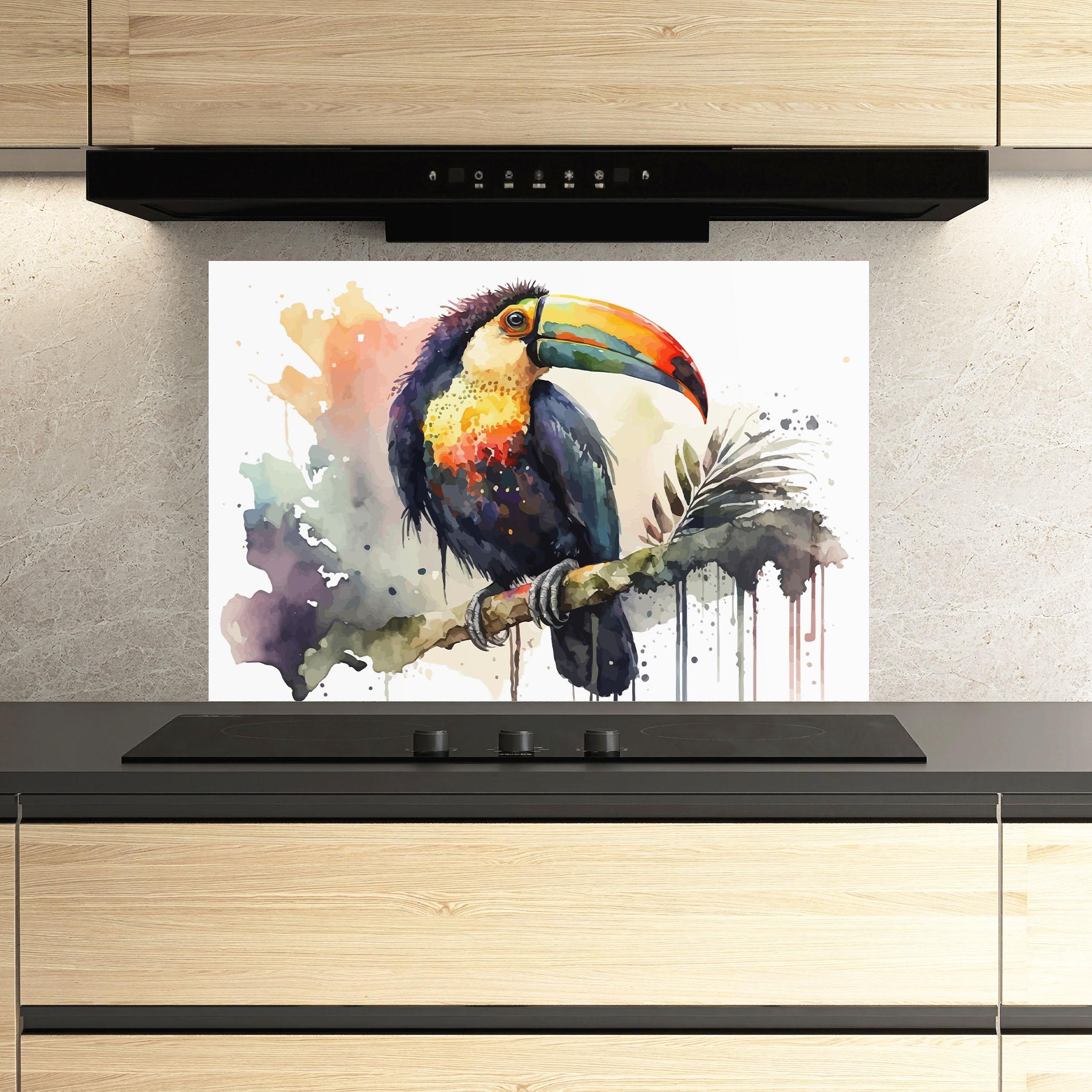 Panou Sticla Bucatarie Beautiful Toucan Art mockup 3