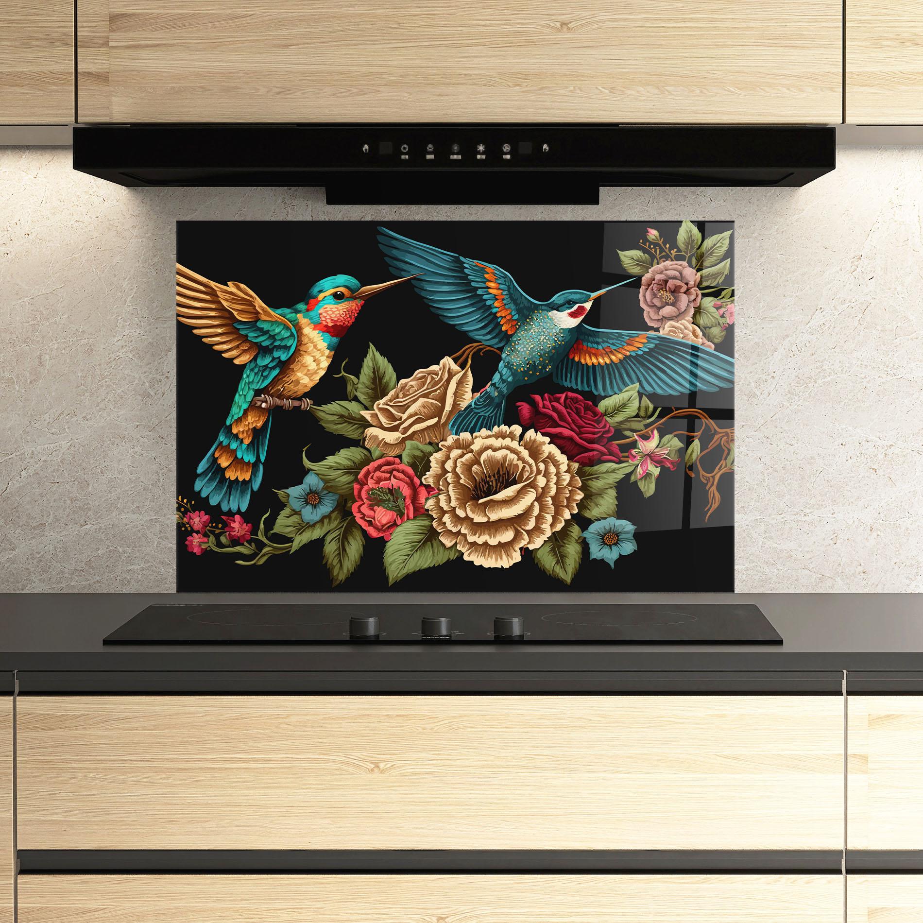 Panou Sticla Bucatarie Blue Birds mockup 3