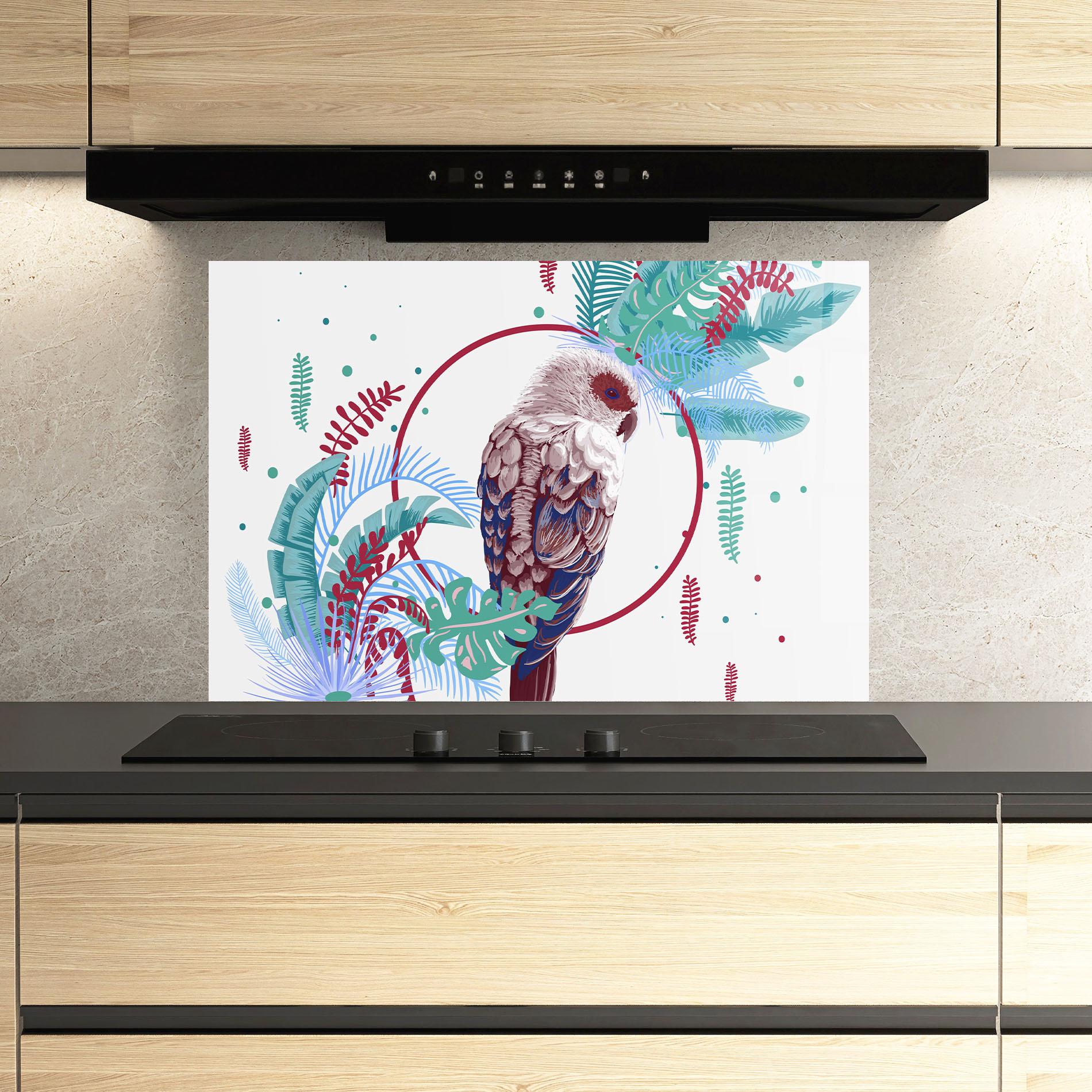 Panou Sticla Bucatarie Bright Bird mockup 3