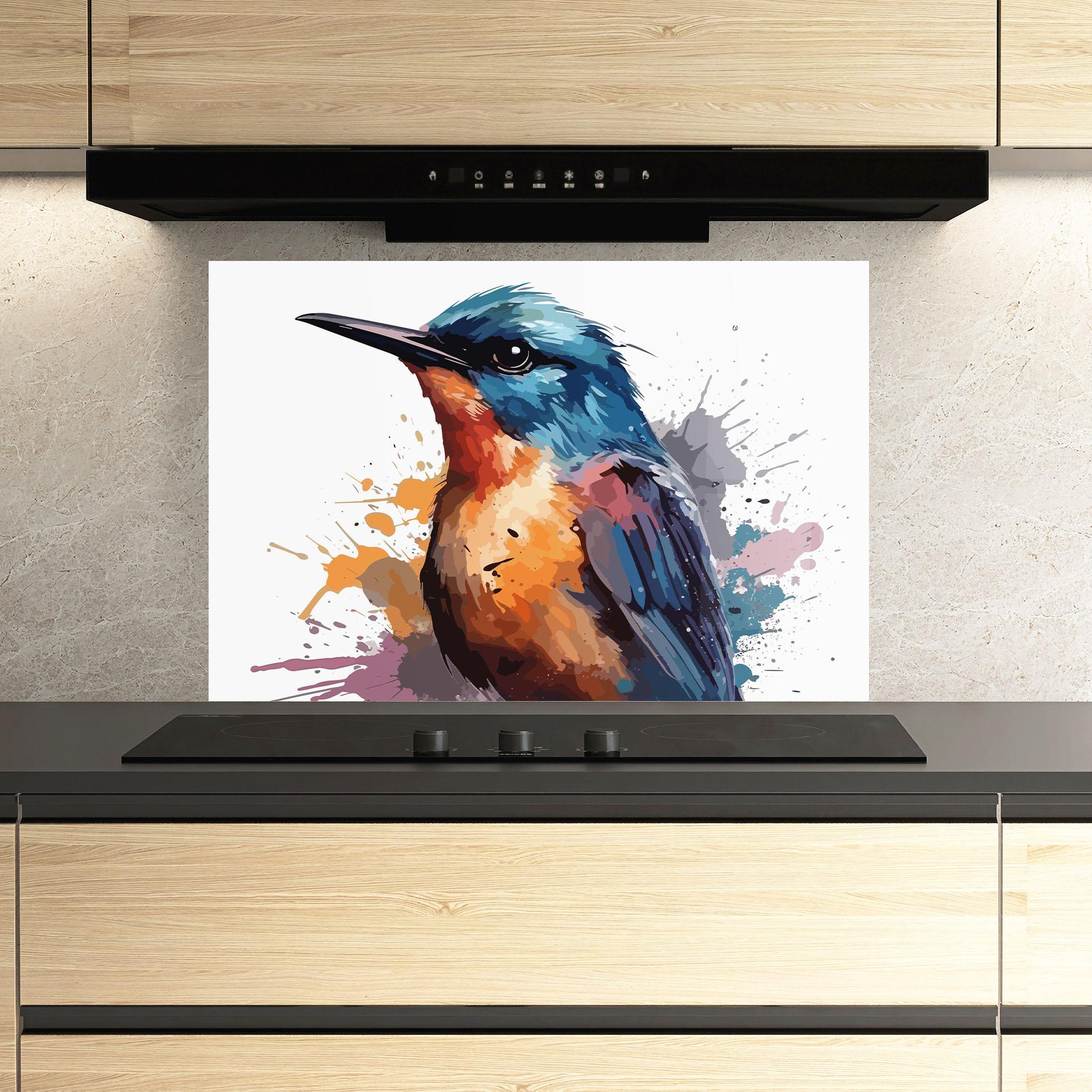 Panou Sticla Bucatarie Brush Style Bird mockup 3