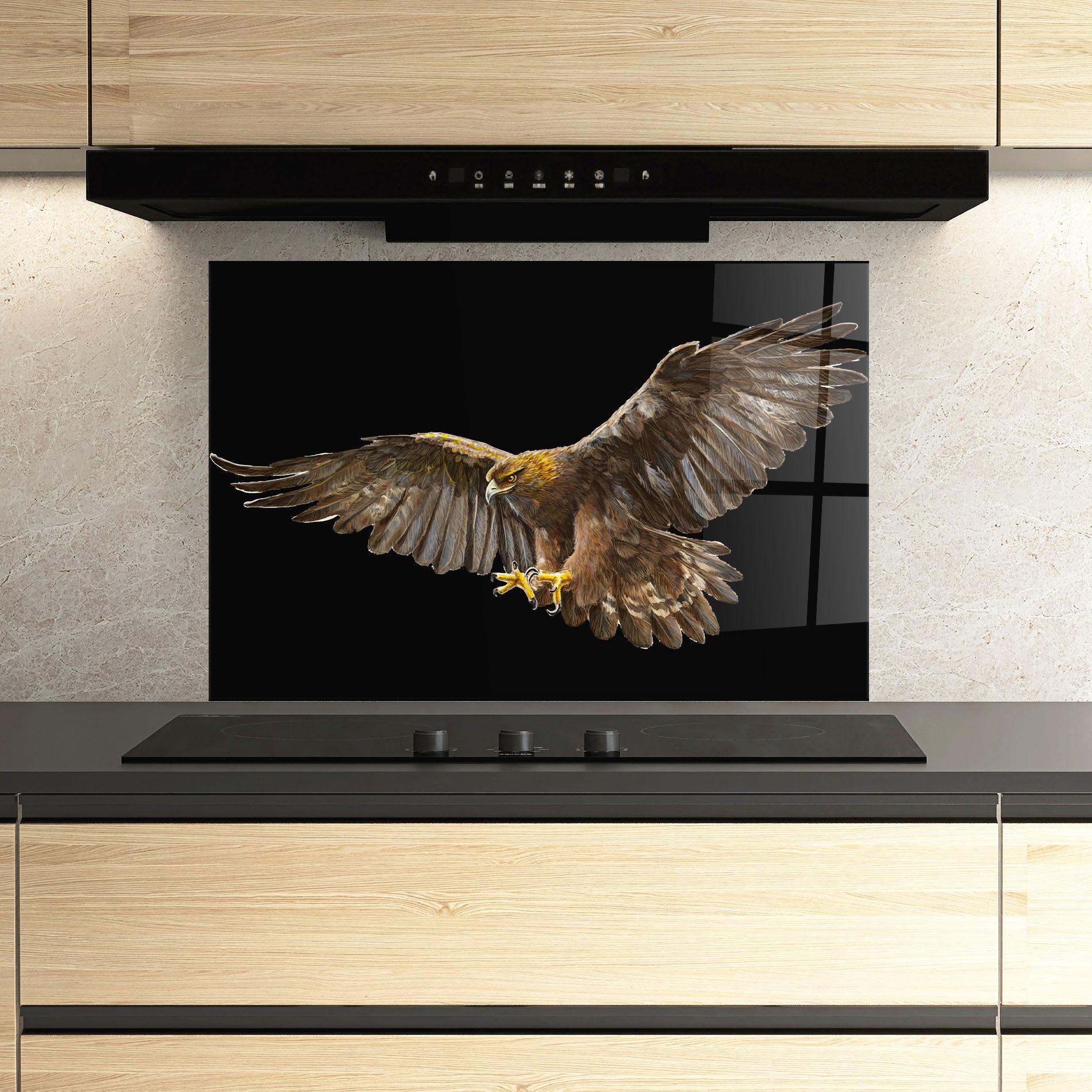 Panou Sticla Bucatarie Eagle On Black mockup 3