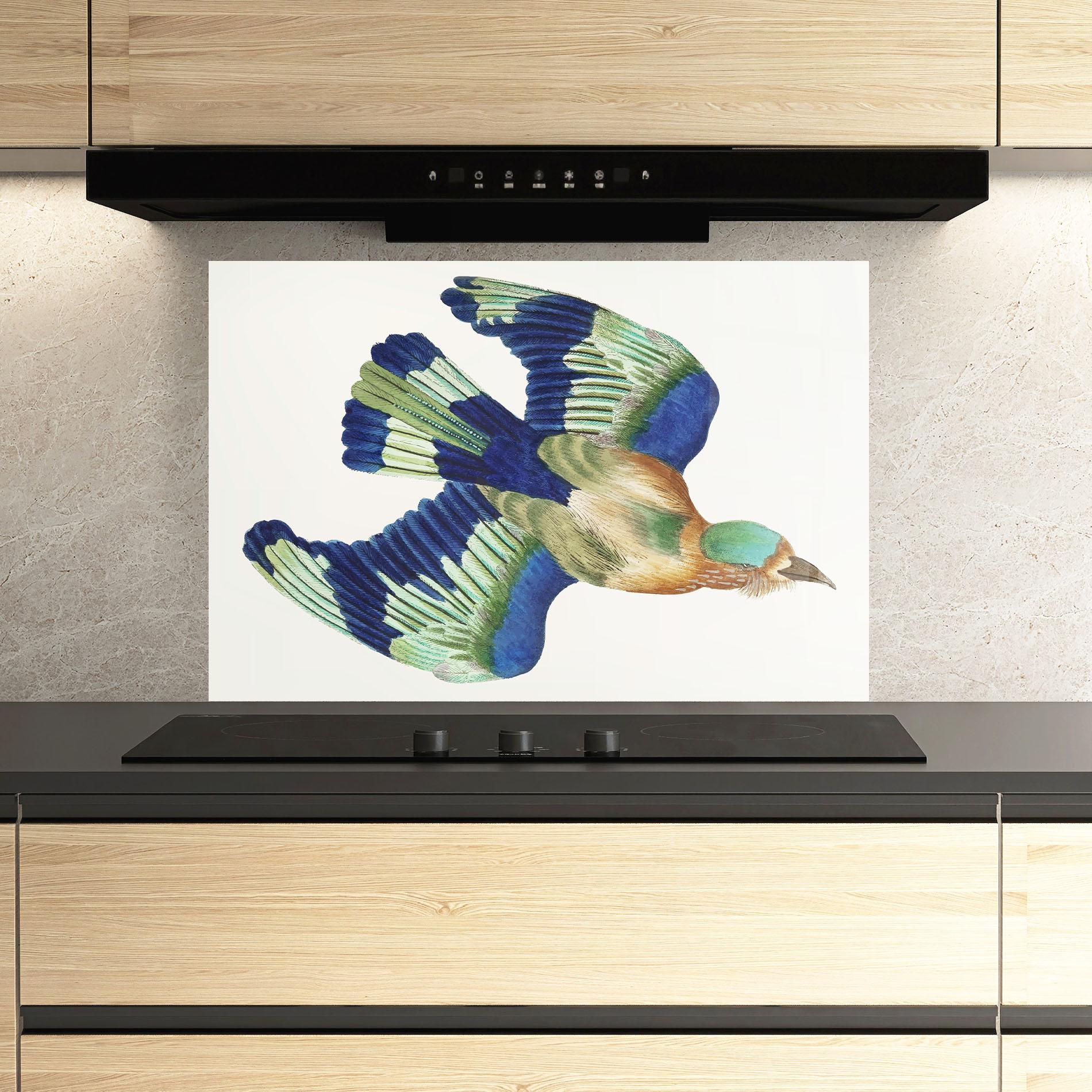 Panou Sticla Bucatarie Green Blue Bird mockup 3
