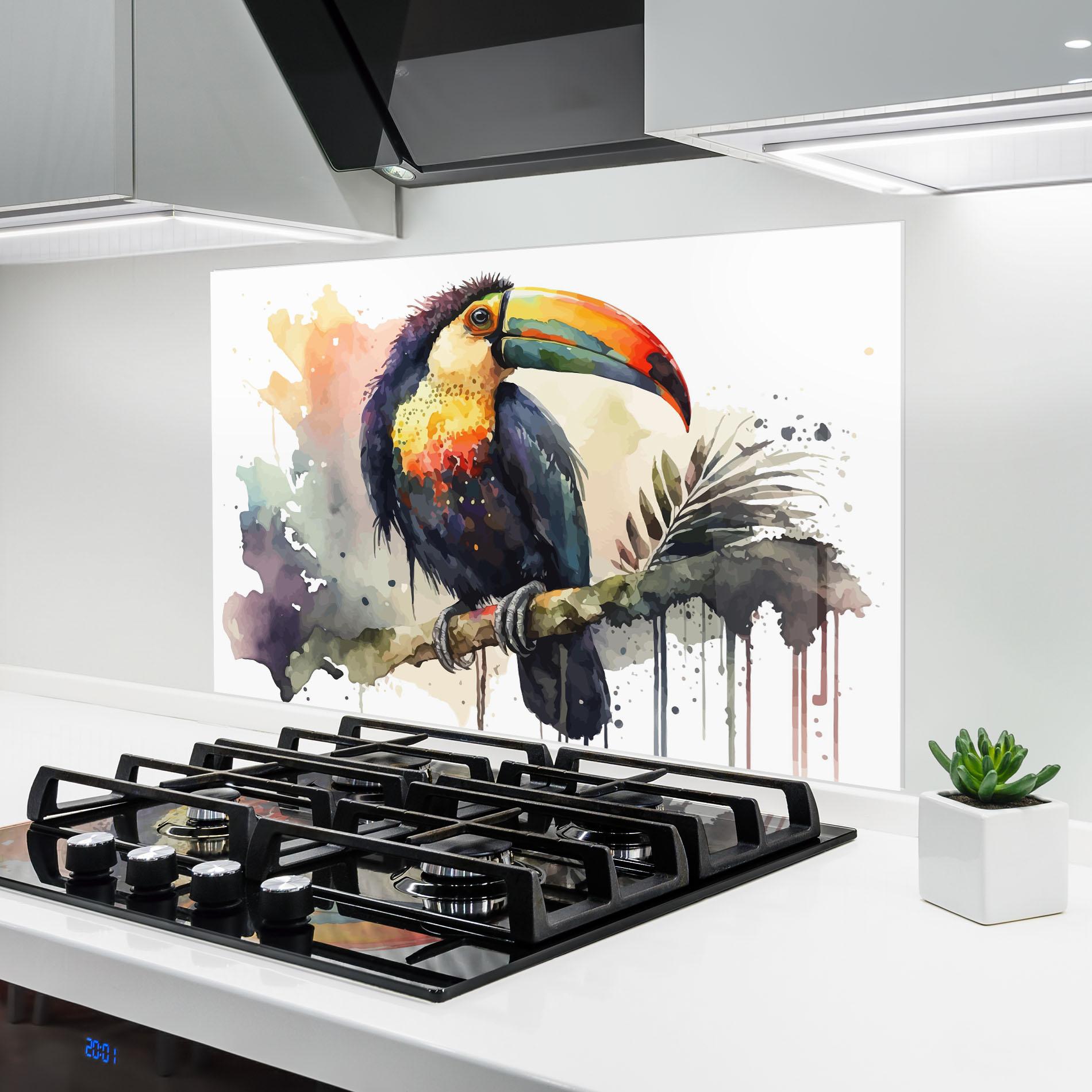 Panou Sticla Bucatarie Beautiful Toucan Art mockup 6