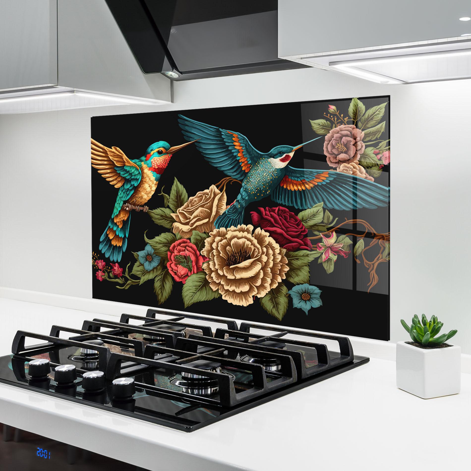 Panou Sticla Bucatarie Blue Birds mockup 6