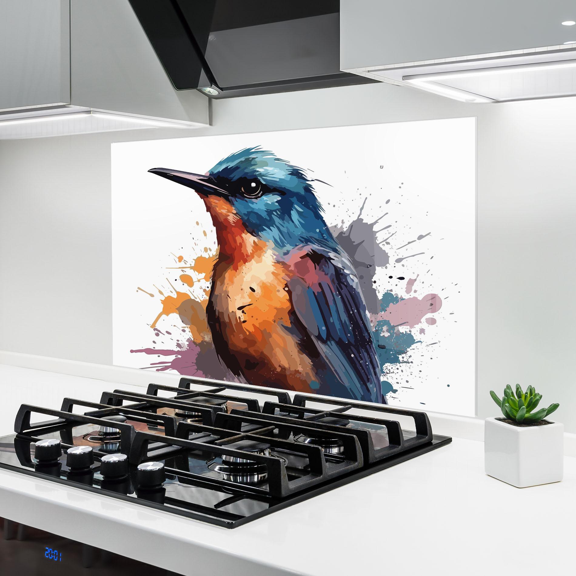 Panou Sticla Bucatarie Brush Style Bird mockup 6