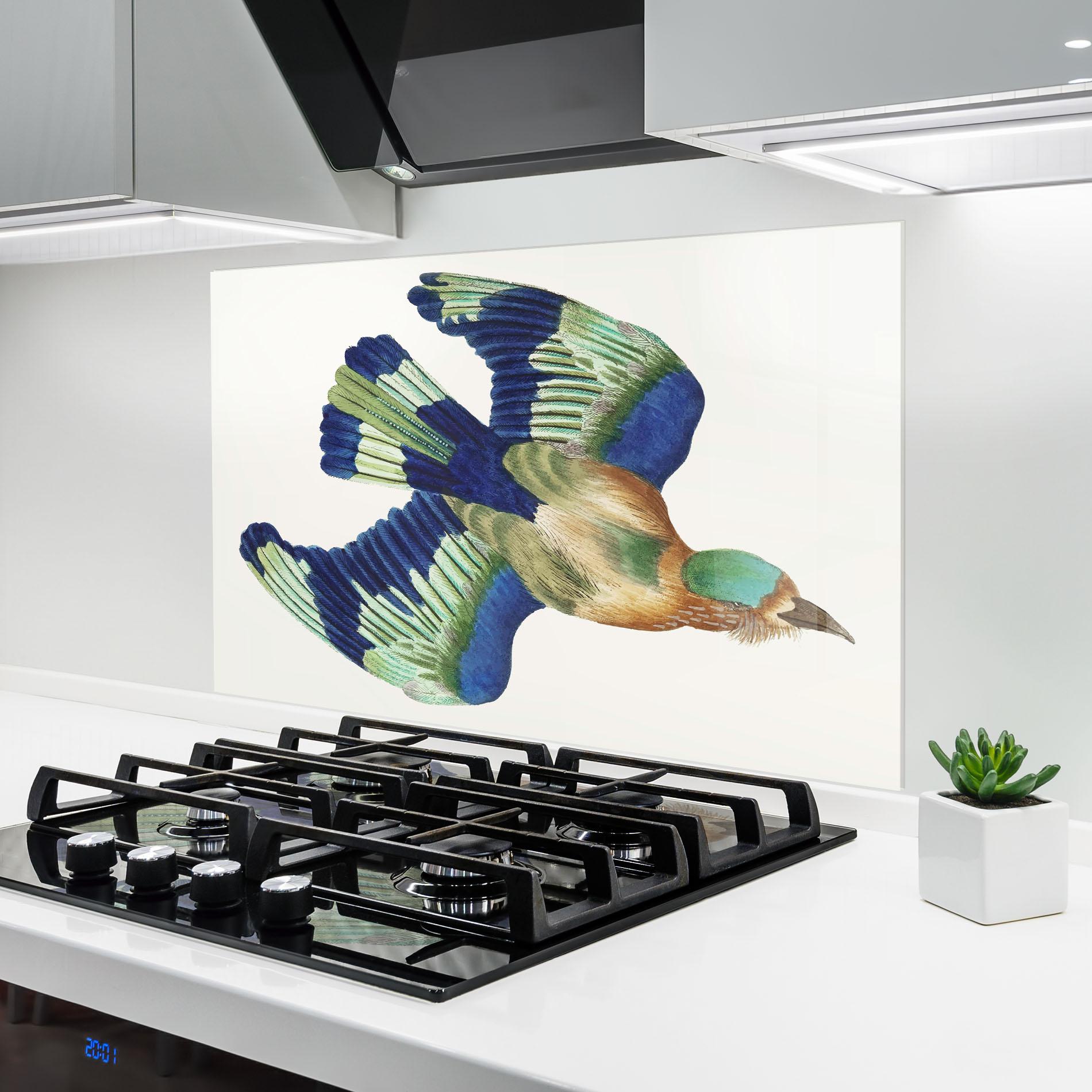 Panou Sticla Bucatarie Green Blue Bird mockup 6