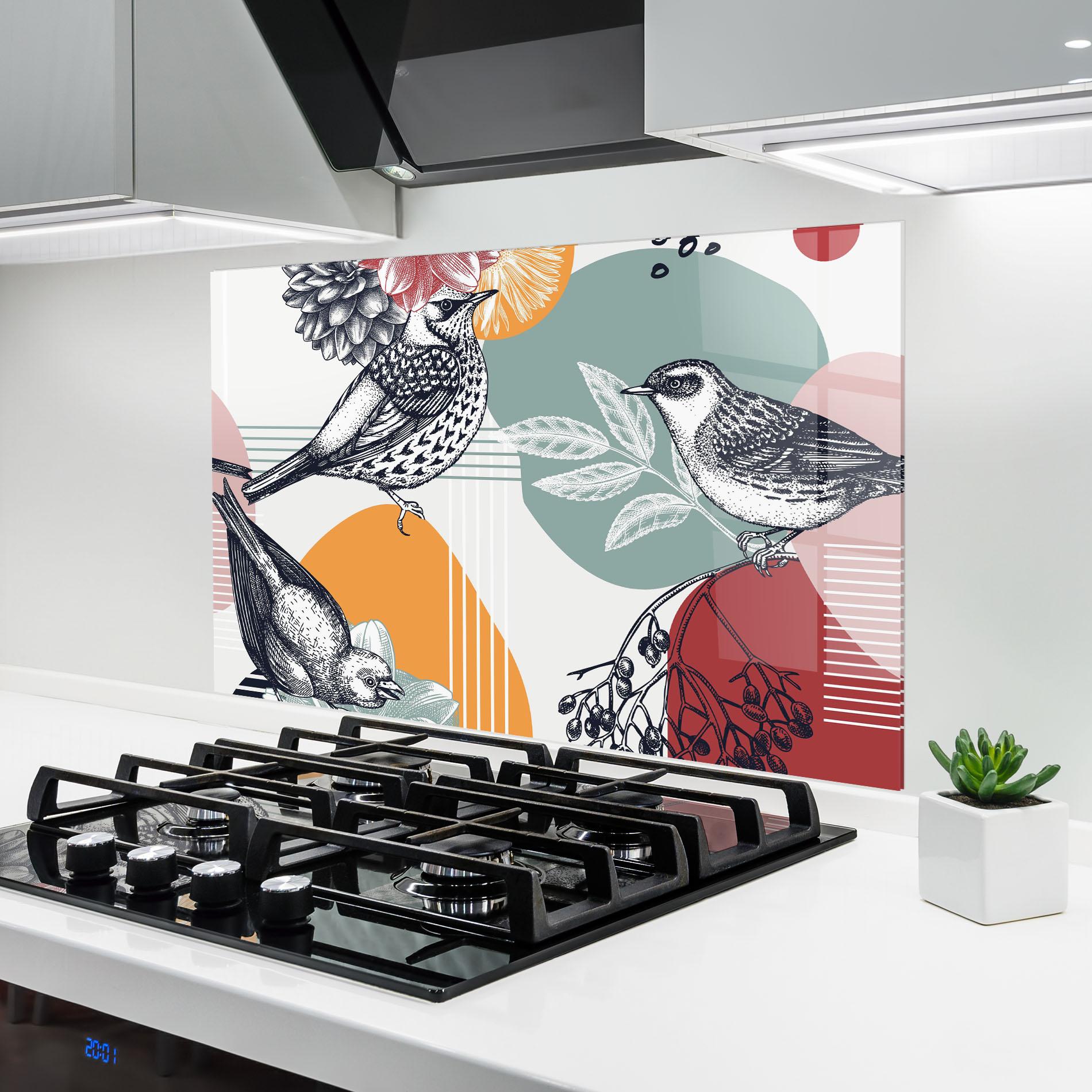 Panou Sticla Bucatarie Pretty Birds Collge mockup 6