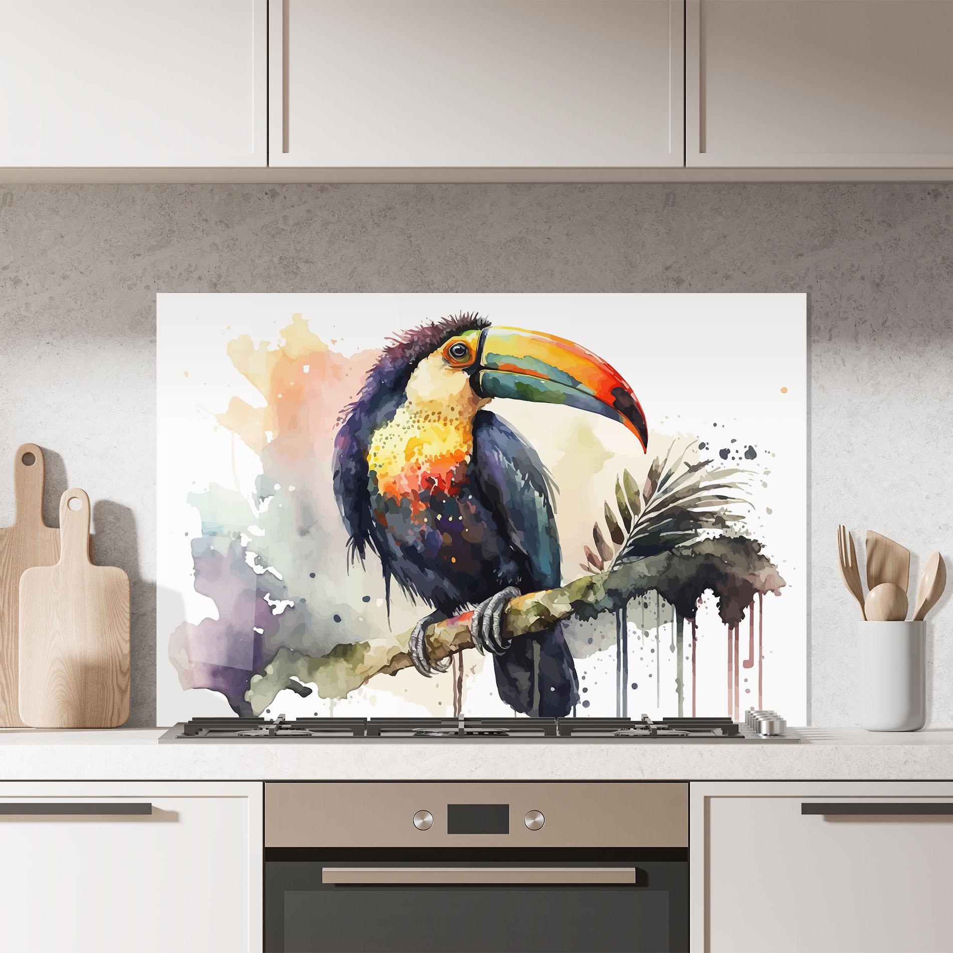 Panou Sticla Bucatarie Beautiful Toucan Art mockup 7