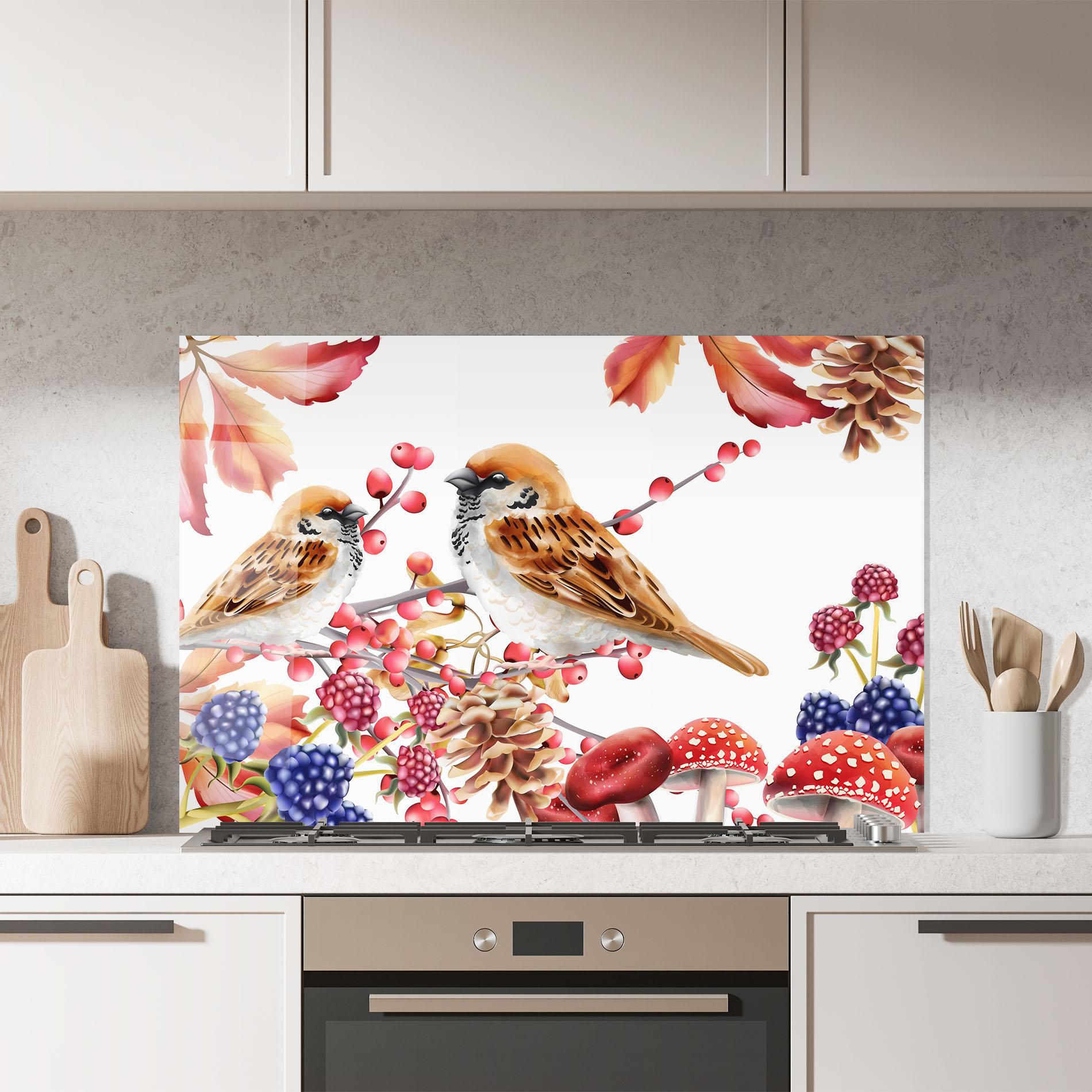 Panou Sticla Bucatarie Birds And Berries mockup 7