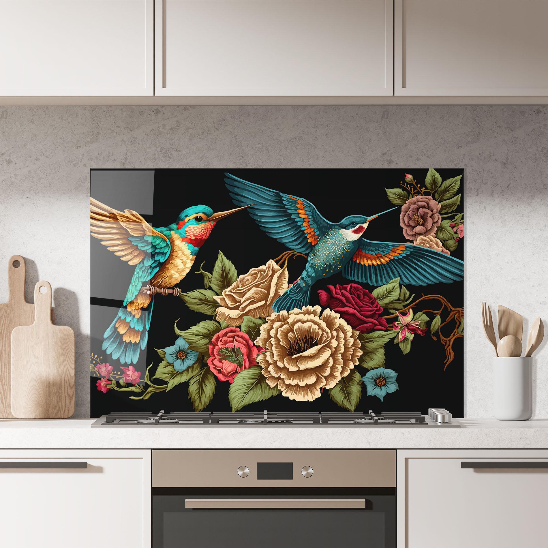 Panou Sticla Bucatarie Blue Birds mockup 7