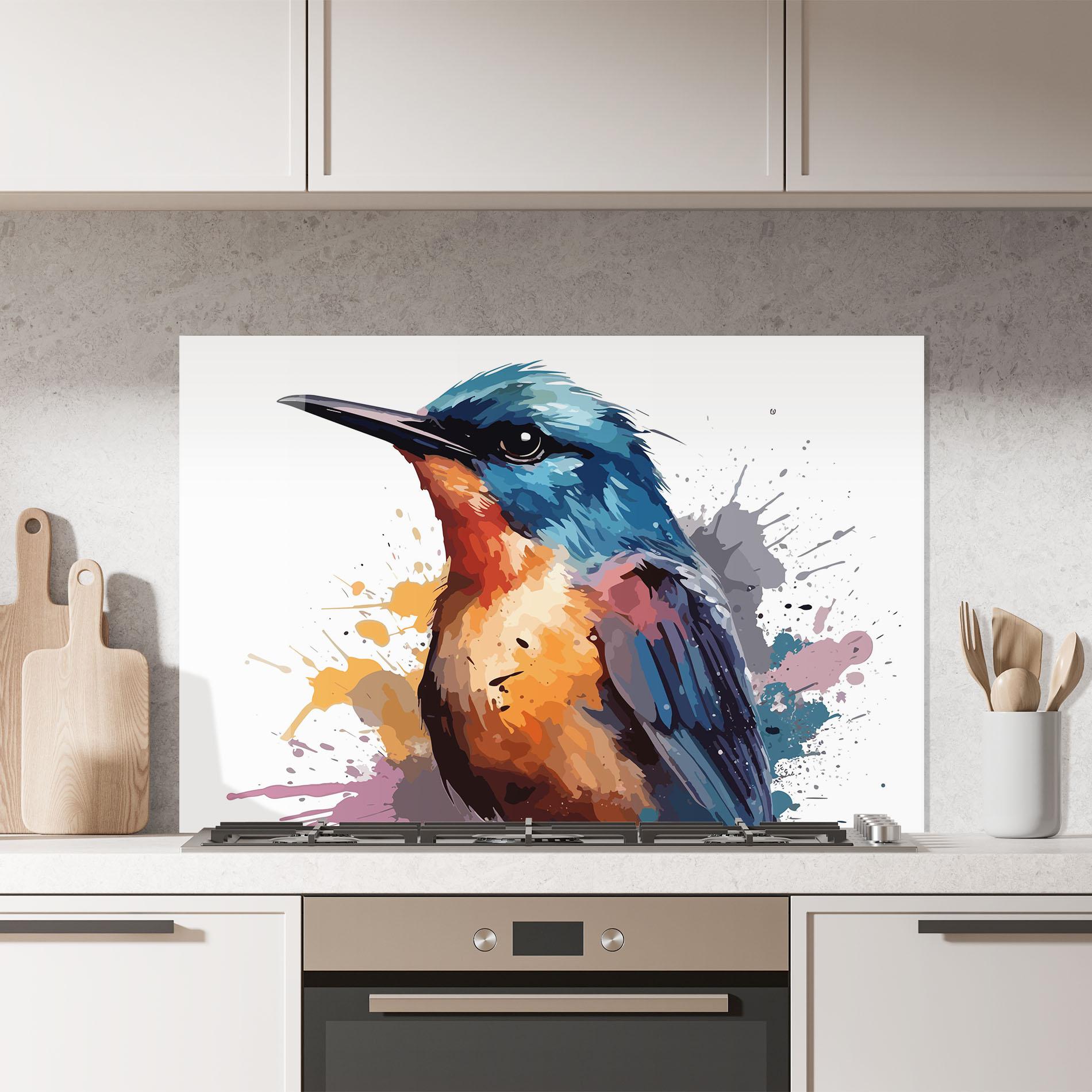 Panou Sticla Bucatarie Brush Style Bird mockup 7