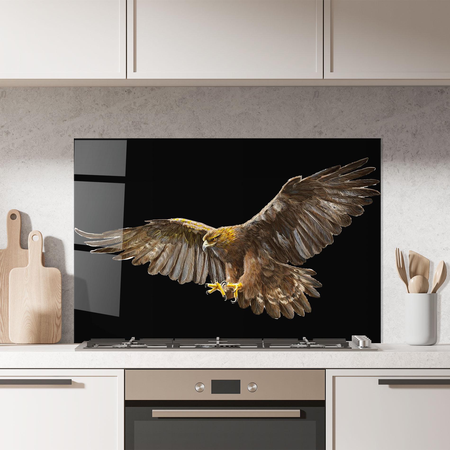 Panou Sticla Bucatarie Eagle On Black mockup 7