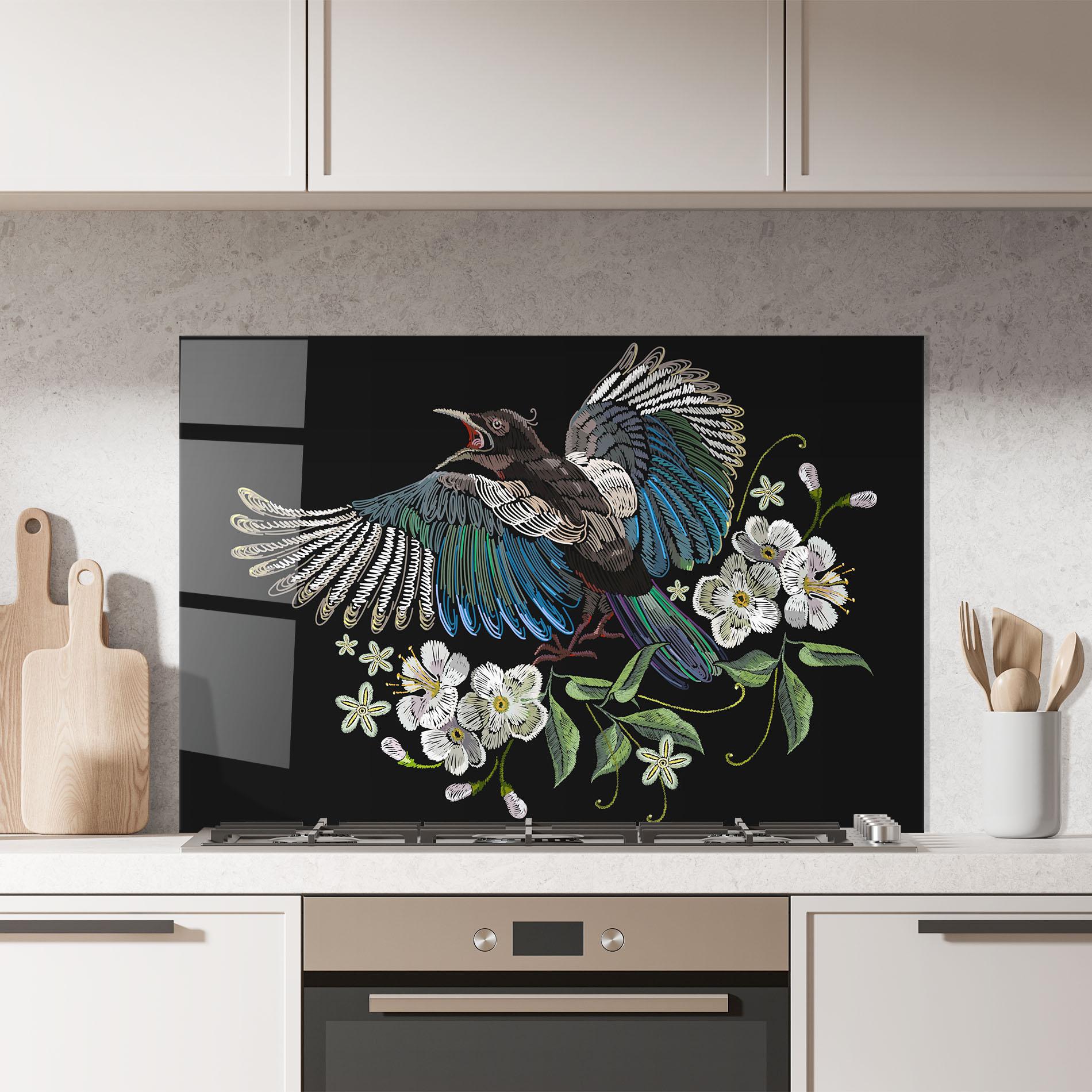 Panou Sticla Bucatarie Embroidery Bird mockup 7