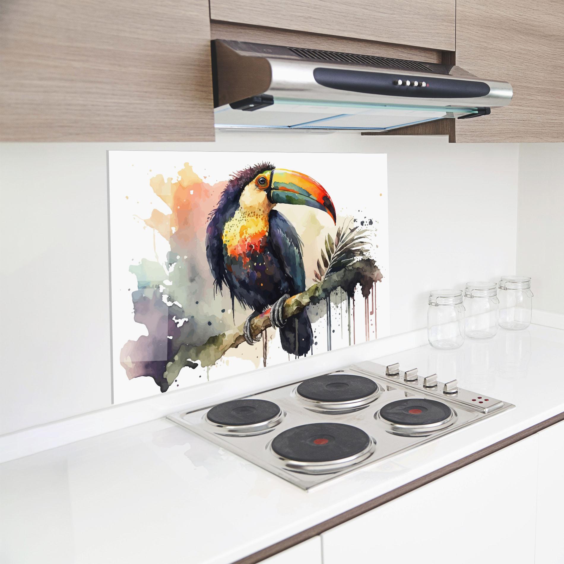 Panou Sticla Bucatarie Beautiful Toucan Art mockup 8