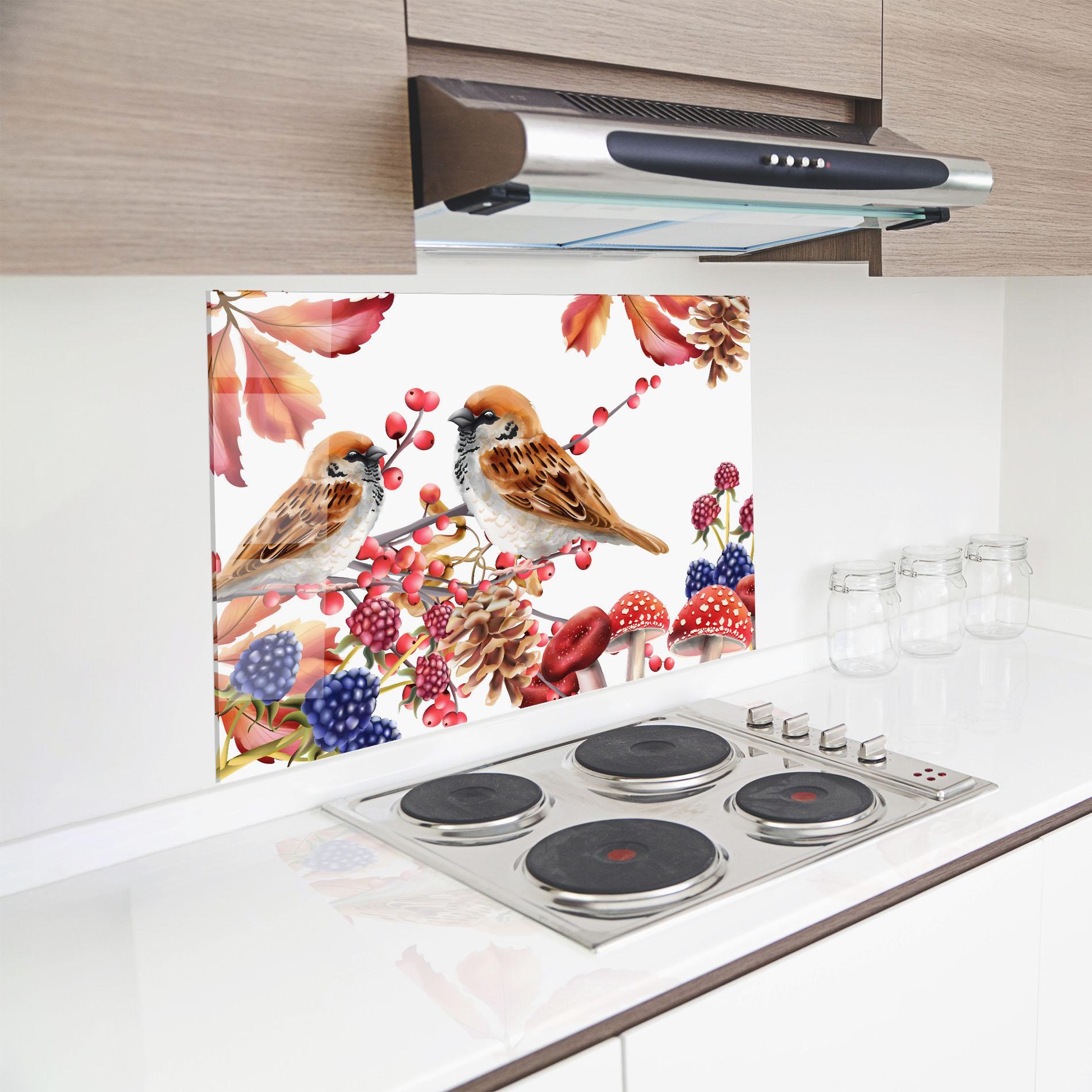 Panou Sticla Bucatarie Birds And Berries mockup 8