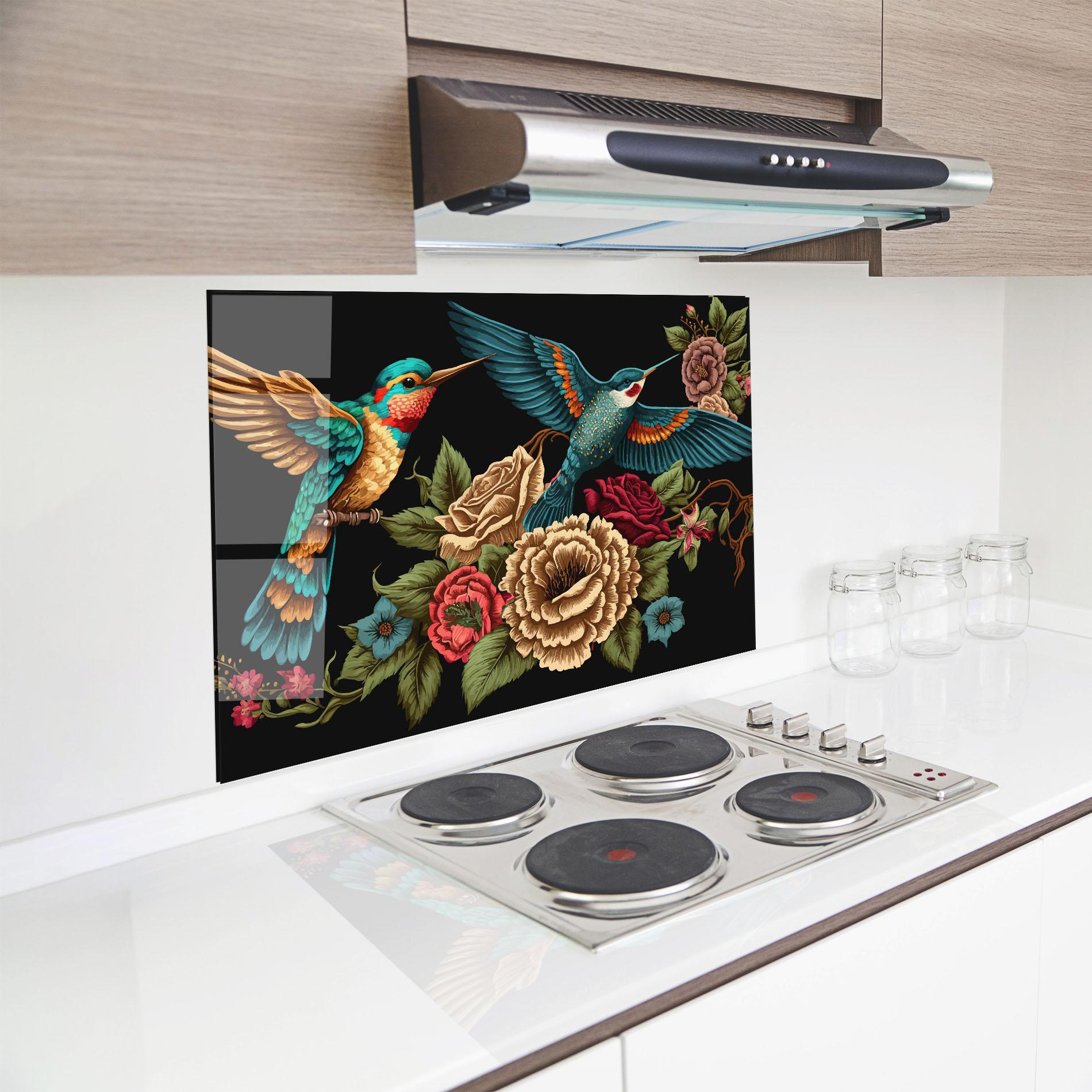 Panou Sticla Bucatarie Blue Birds mockup 8