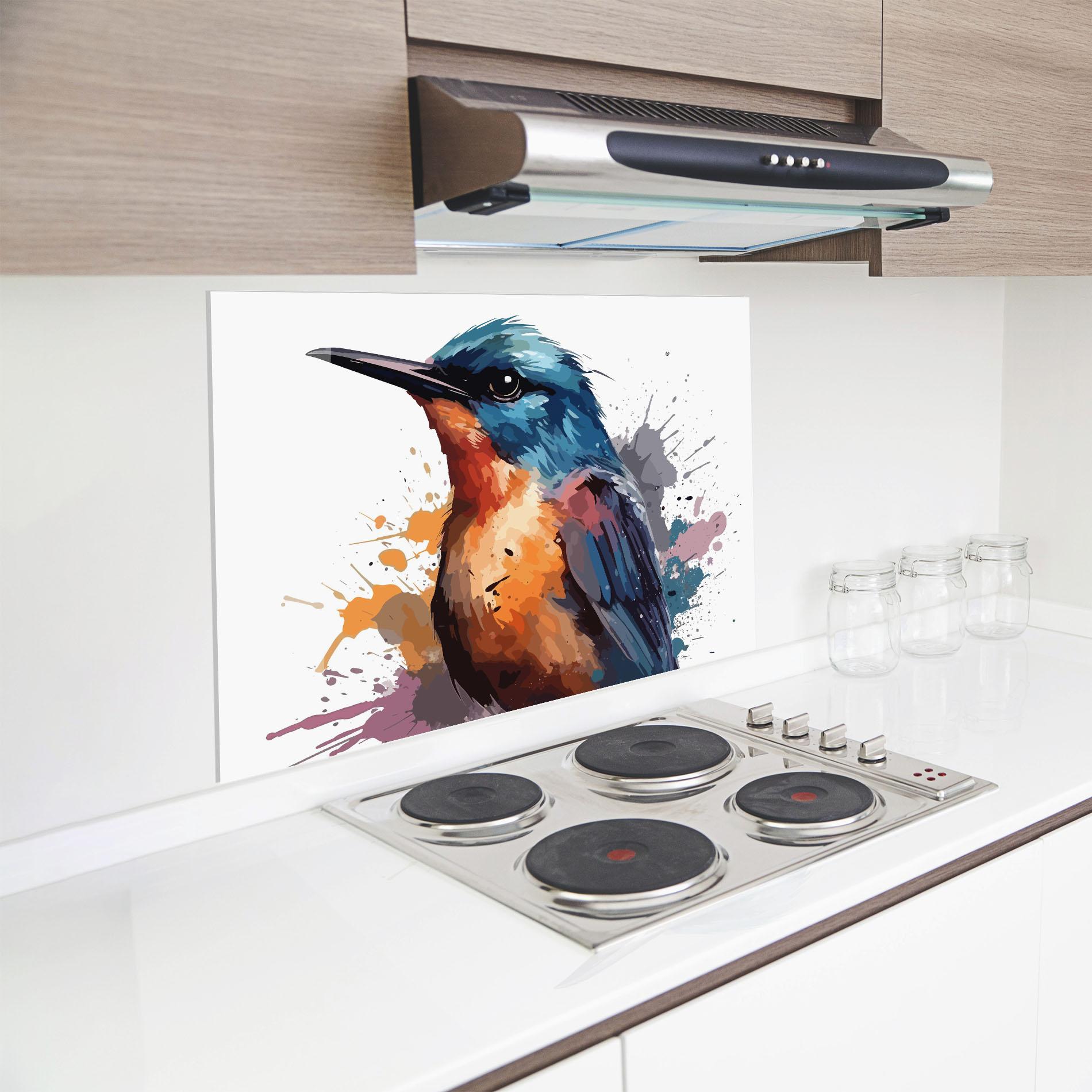 Panou Sticla Bucatarie Brush Style Bird mockup 8