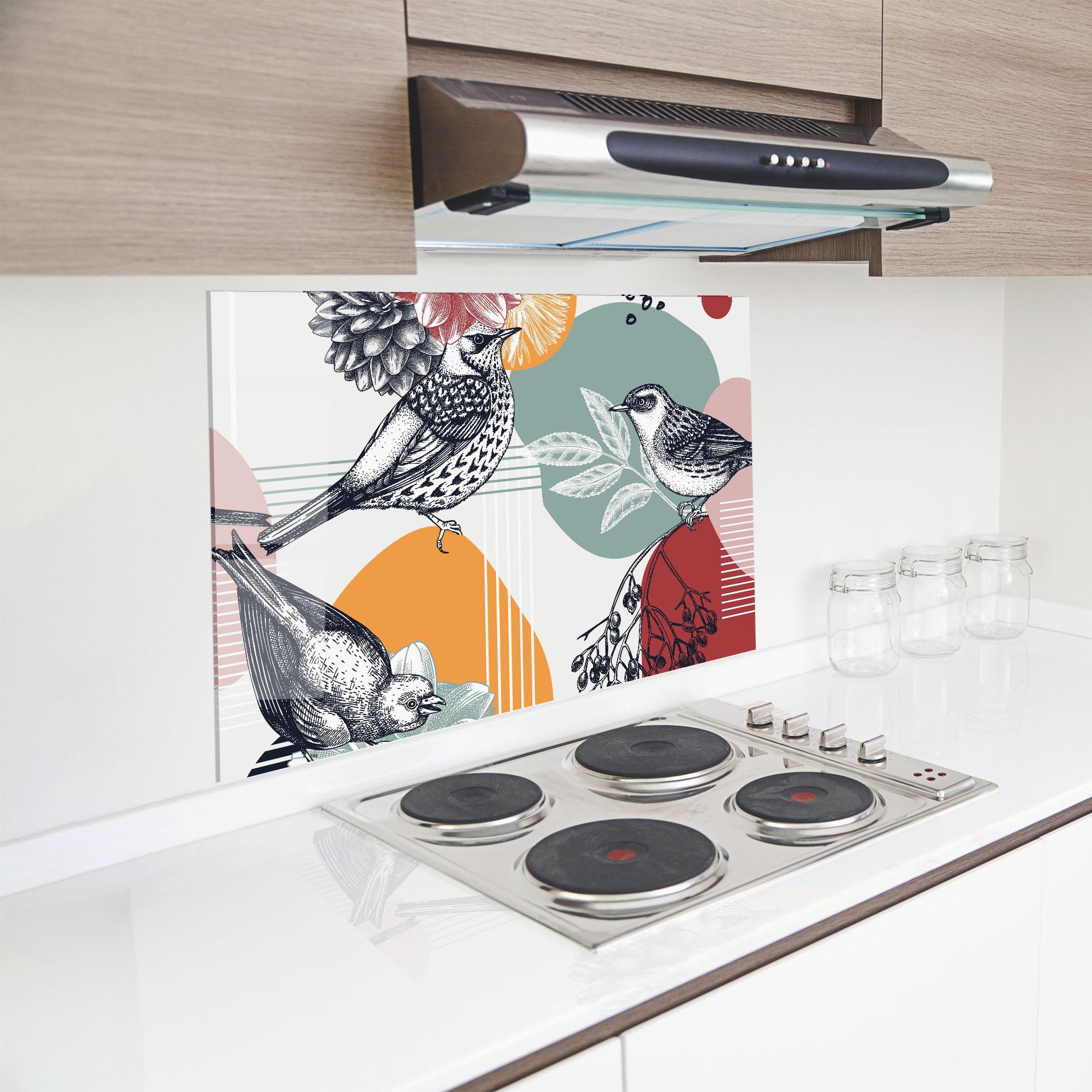 Panou Sticla Bucatarie Pretty Birds Collge mockup 8