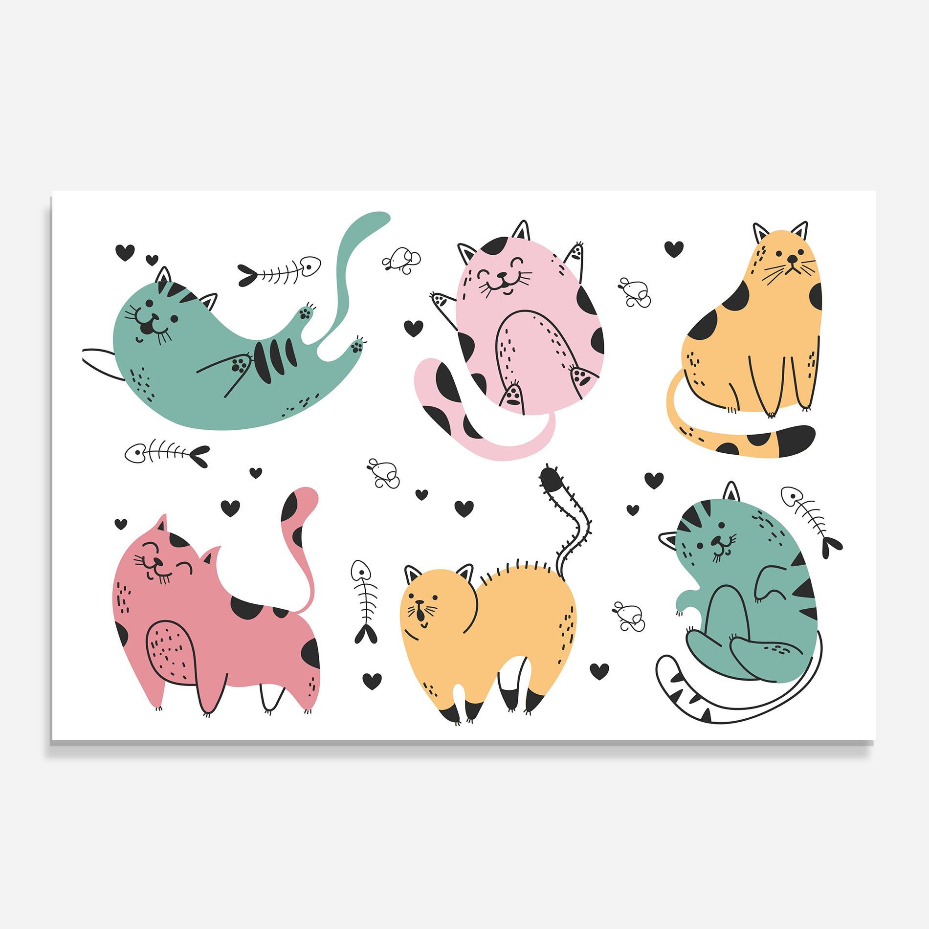 Panou Sticla Bucatarie Doodle Cat mockup 0