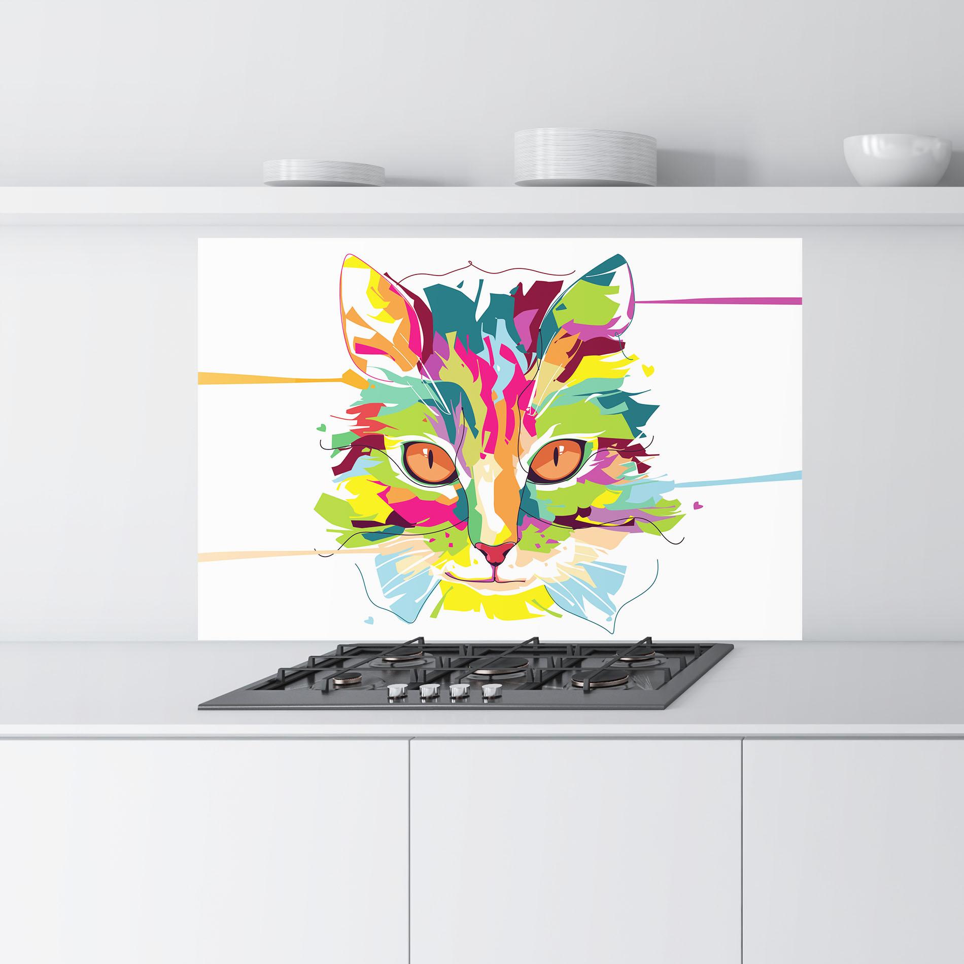 Panou Sticla Bucatarie Cat Art Close Up mockup 9