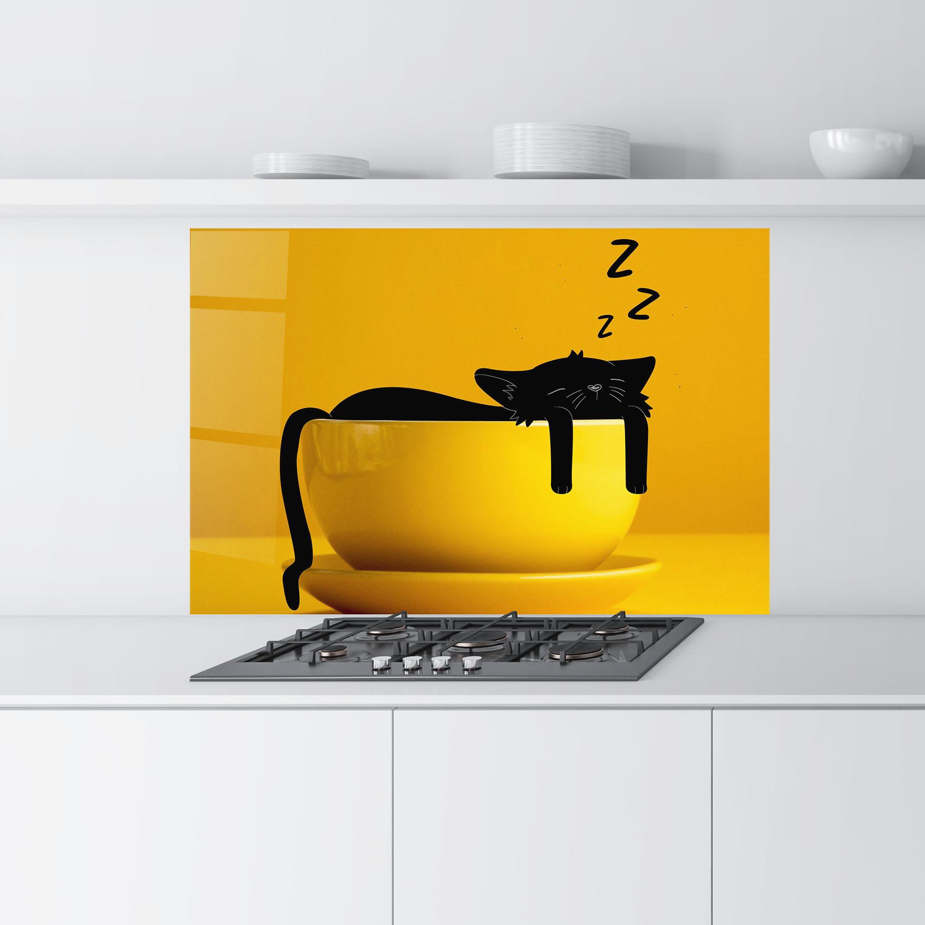 Panou Sticla Bucatarie Cat In A Cup mockup 9