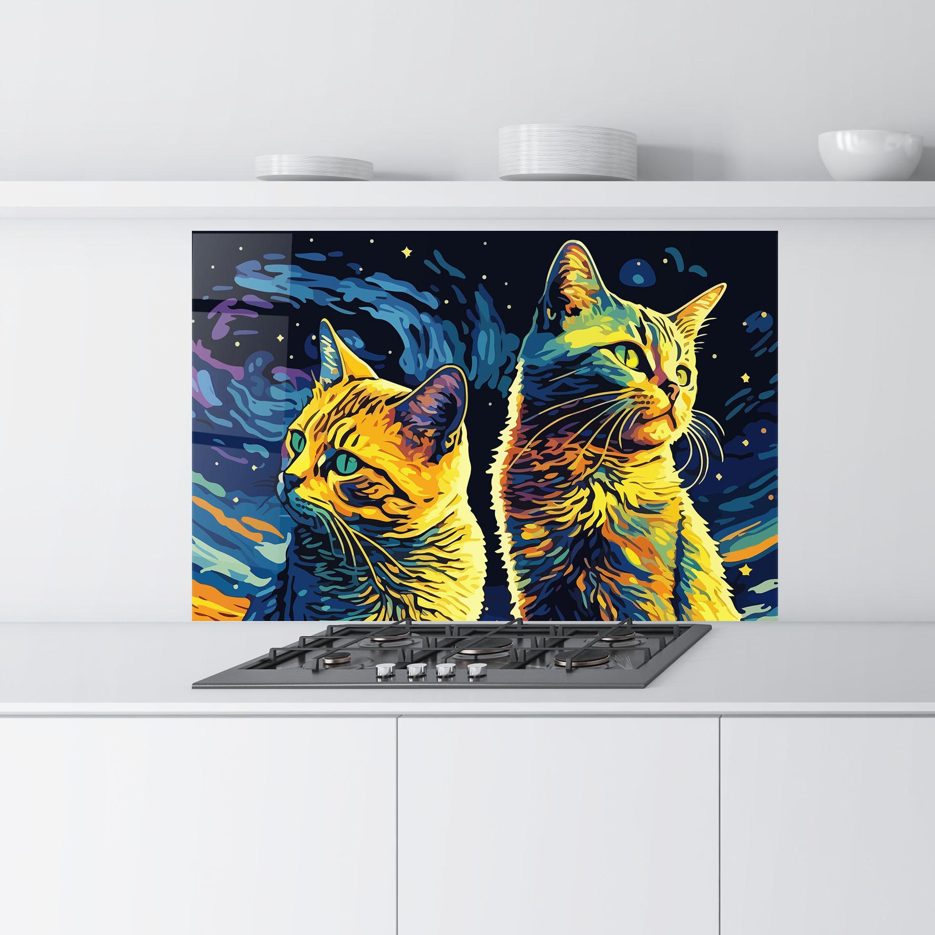 Panou Sticla Bucatarie Cat Painting mockup 9