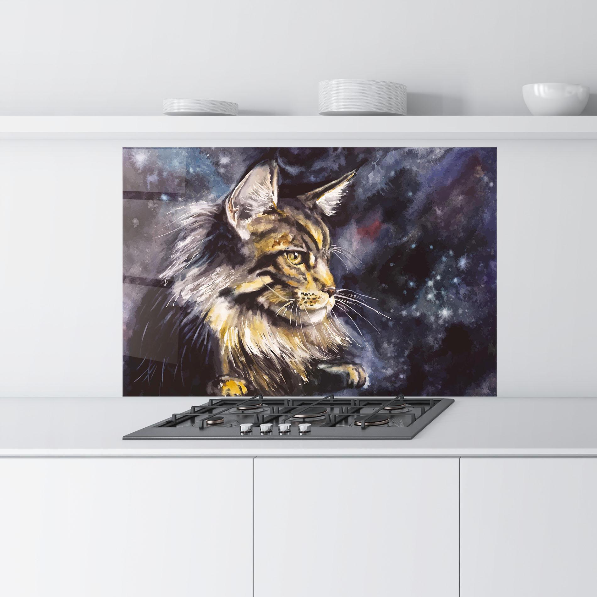 Panou Sticla Bucatarie Cat Watercolor Art mockup 9