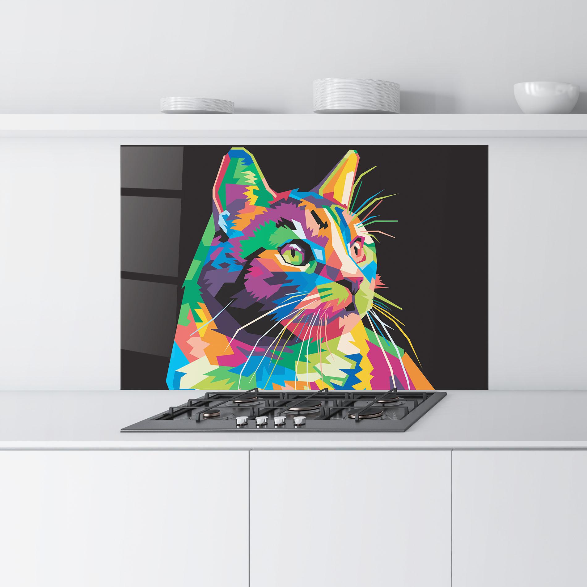 Panou Sticla Bucatarie Color Mix Cat mockup 9