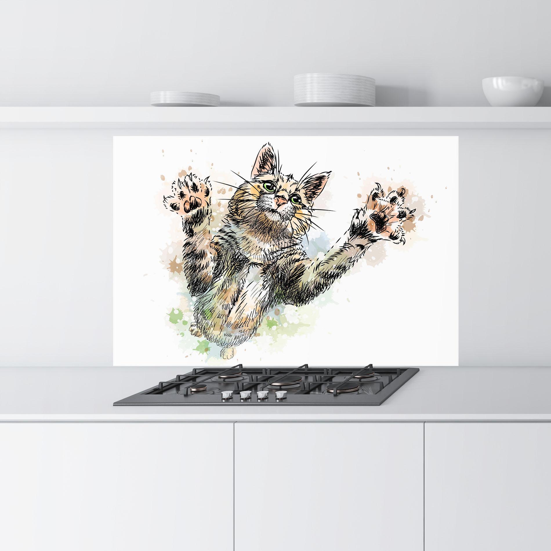 Panou Sticla Bucatarie Orange Cat Splash mockup 9