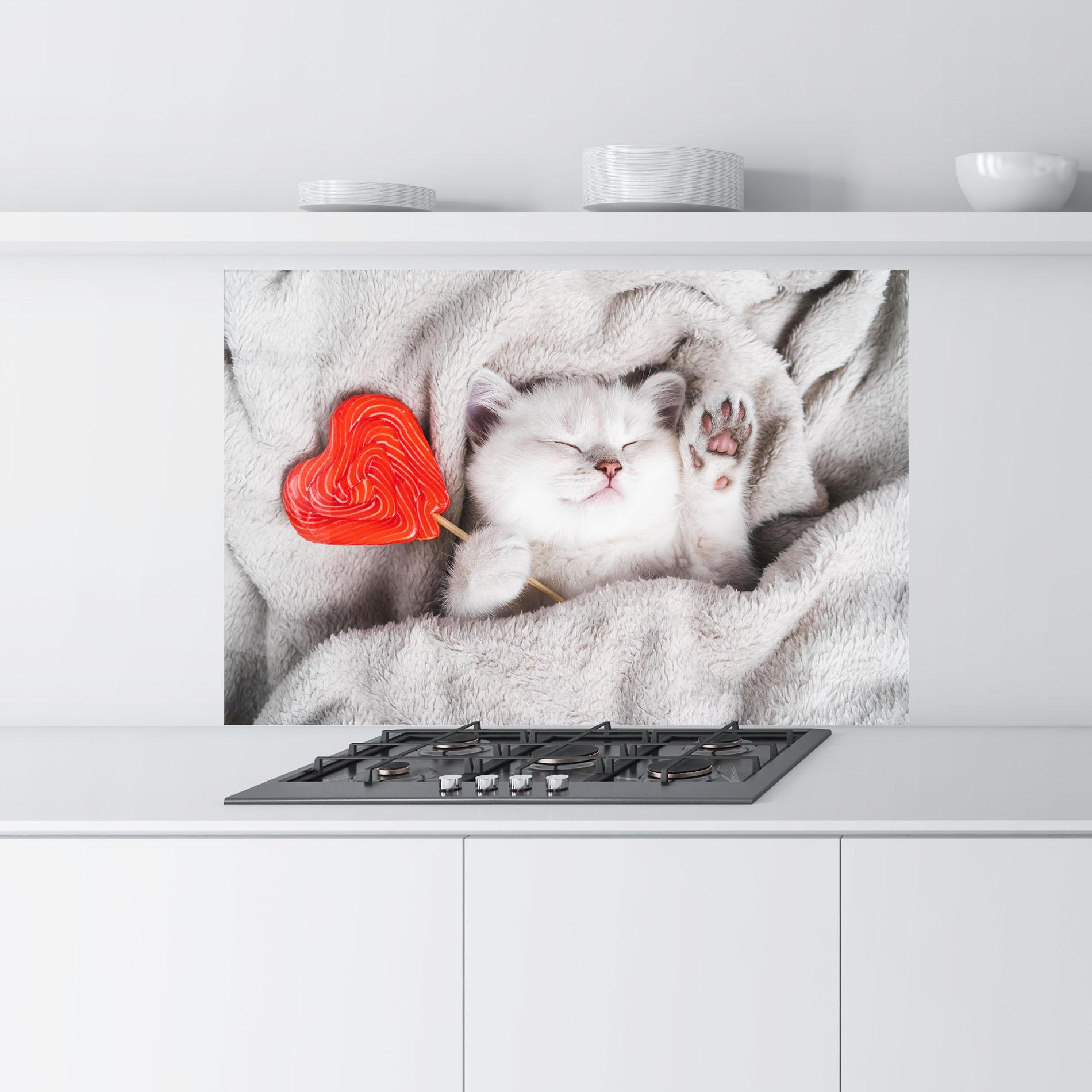 Panou Sticla Bucatarie Small White Kitten mockup 9