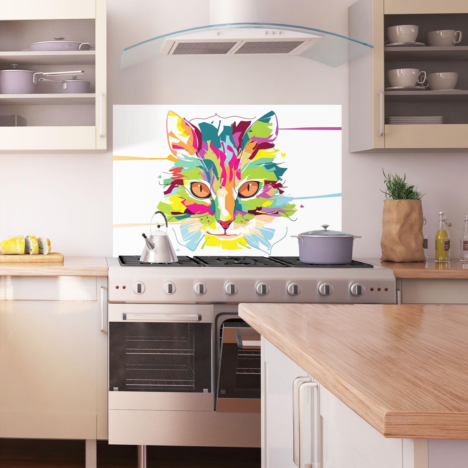 Panou Sticla Bucatarie Cat Art Close Up mockup 1