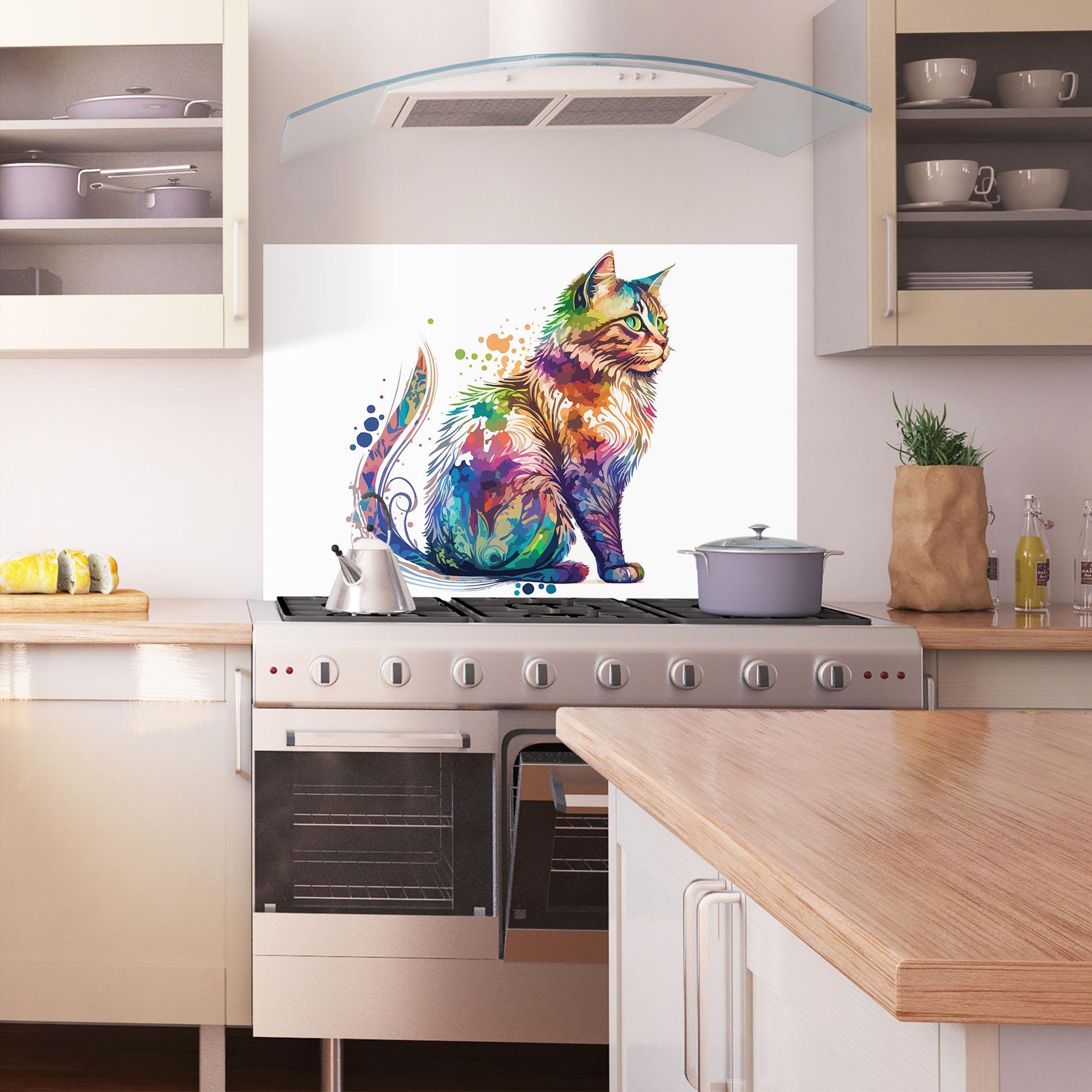 Panou Sticla Bucatarie Cat Color Mix mockup 1
