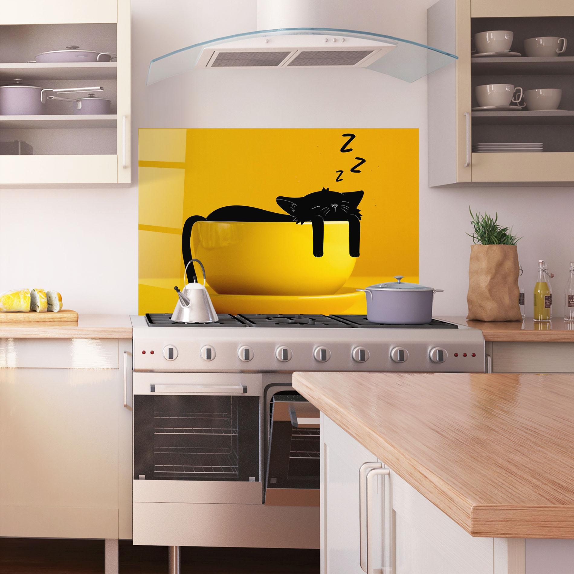 Panou Sticla Bucatarie Cat In A Cup mockup 1