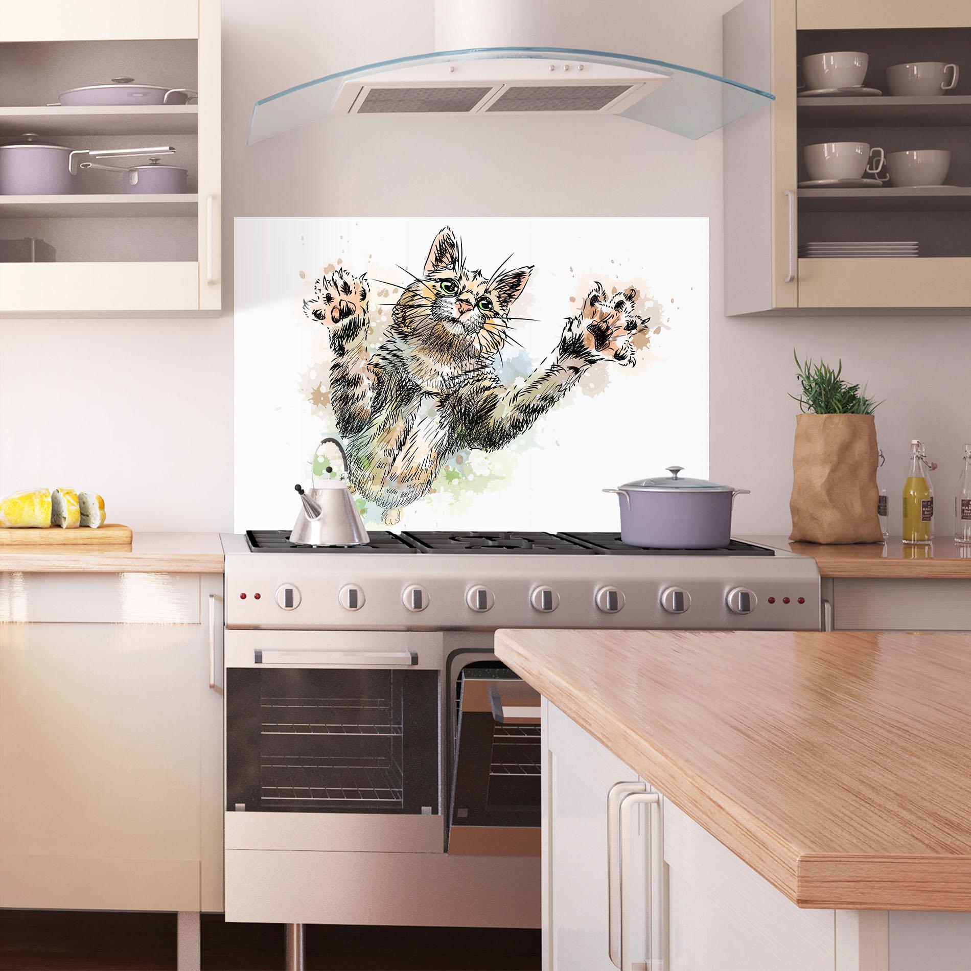 Panou Sticla Bucatarie Orange Cat Splash mockup 1