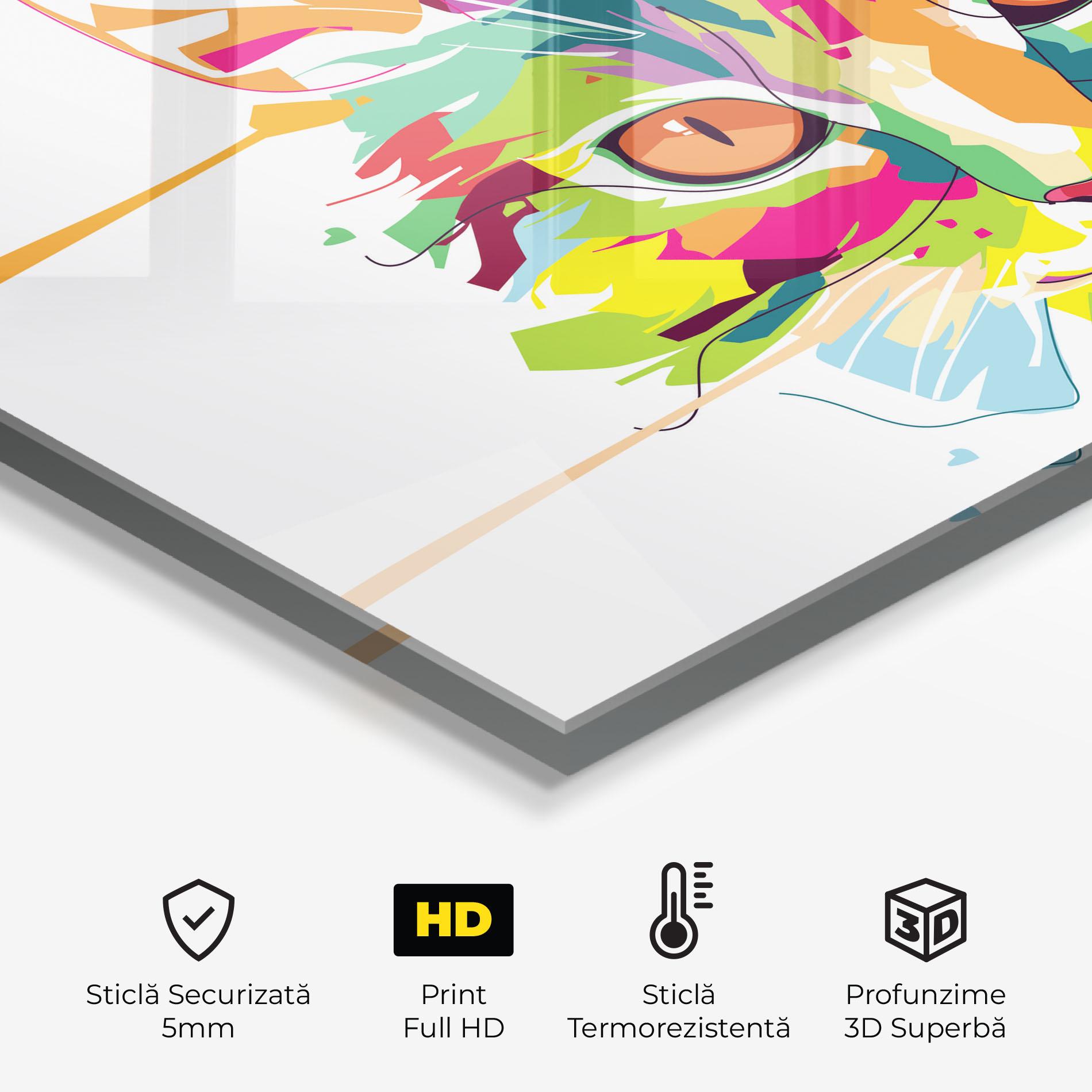Panou Sticla Bucatarie Cat Art Close Up mockup 2