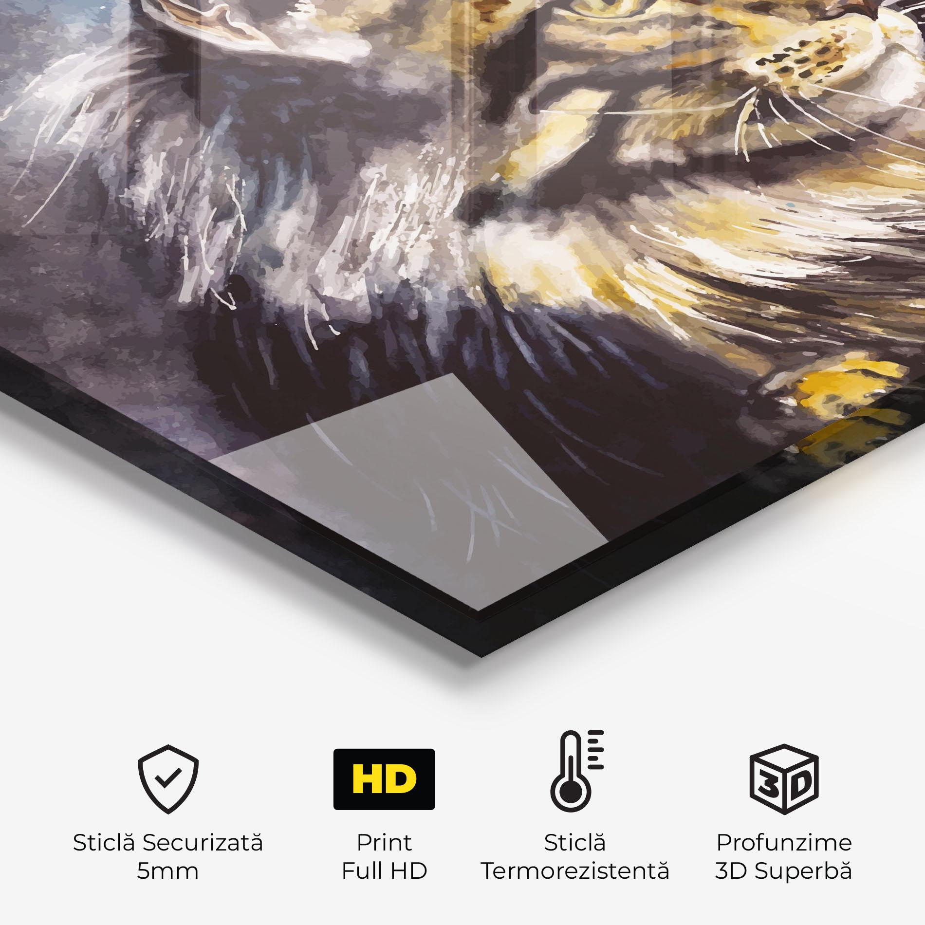 Panou Sticla Bucatarie Cat Watercolor Art mockup 2