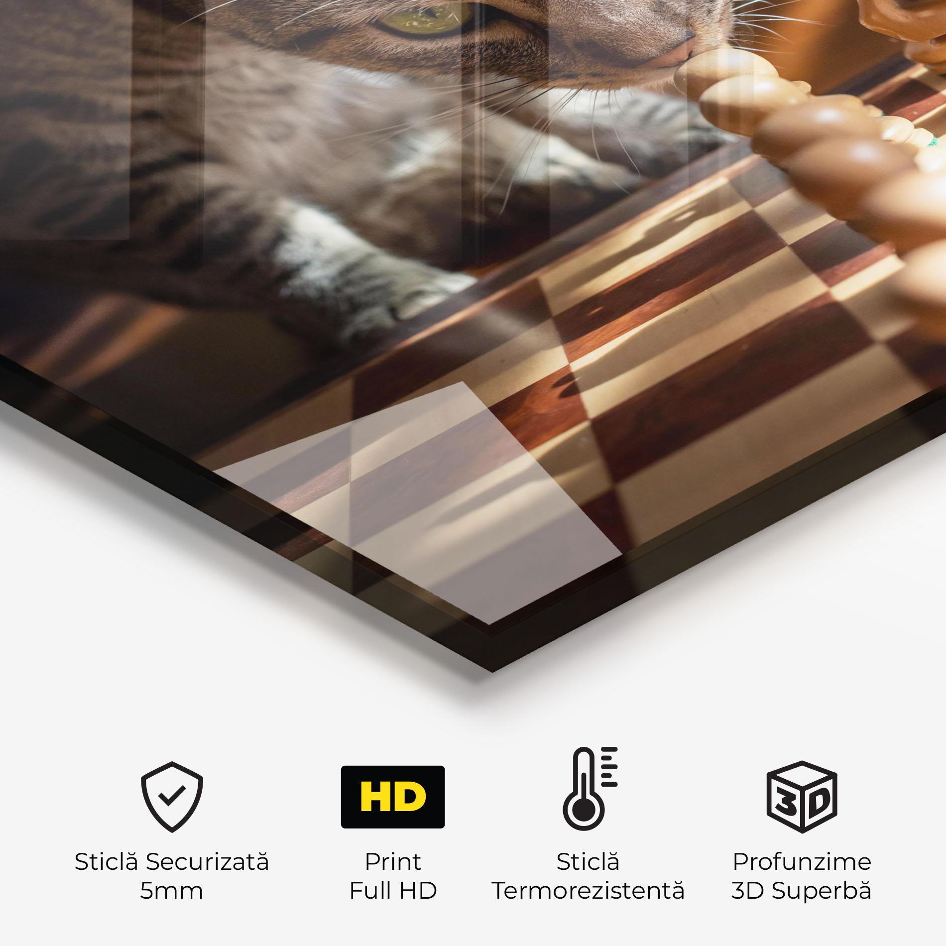 Panou Sticla Bucatarie Chess Cat mockup 2