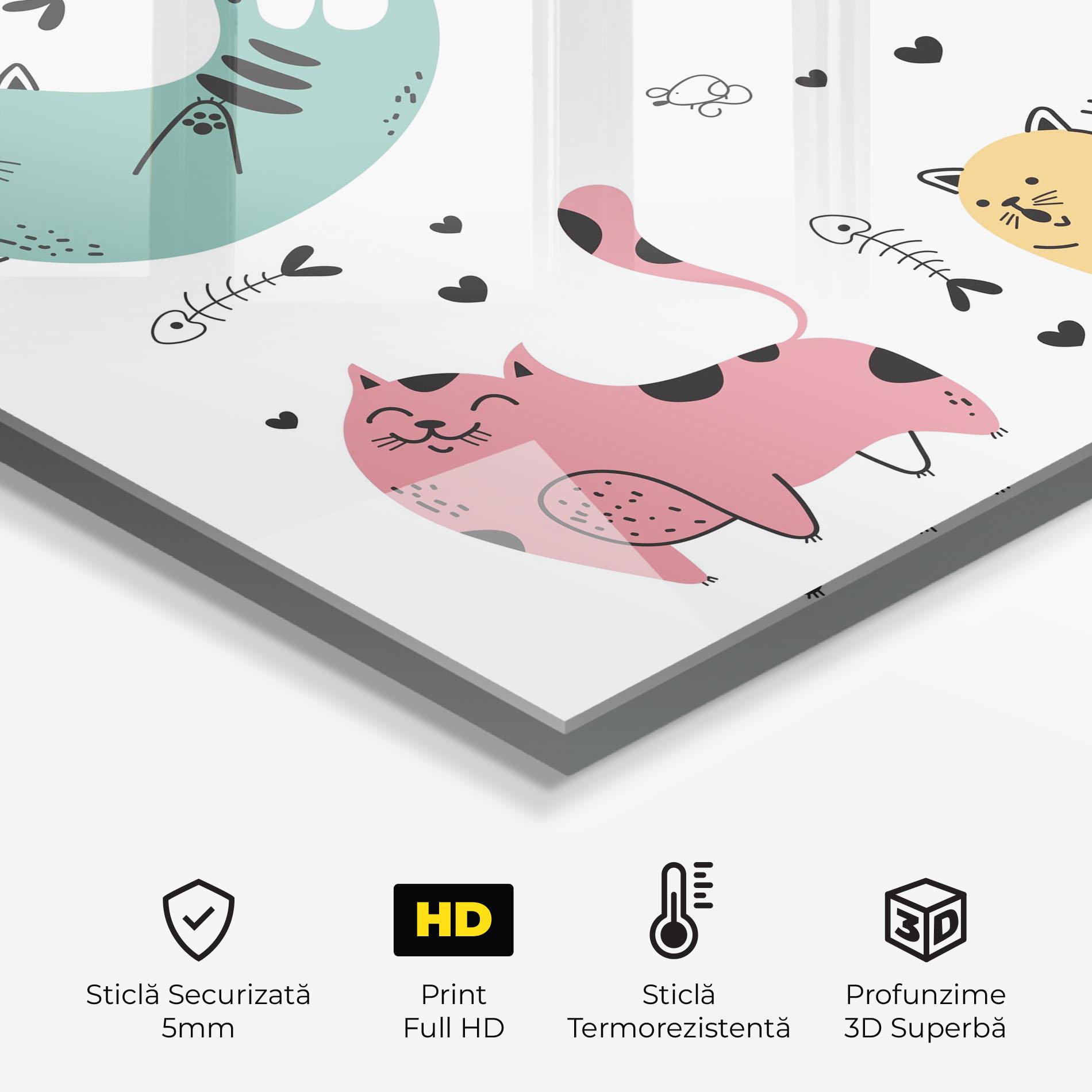 Panou Sticla Bucatarie Doodle Cat mockup 2